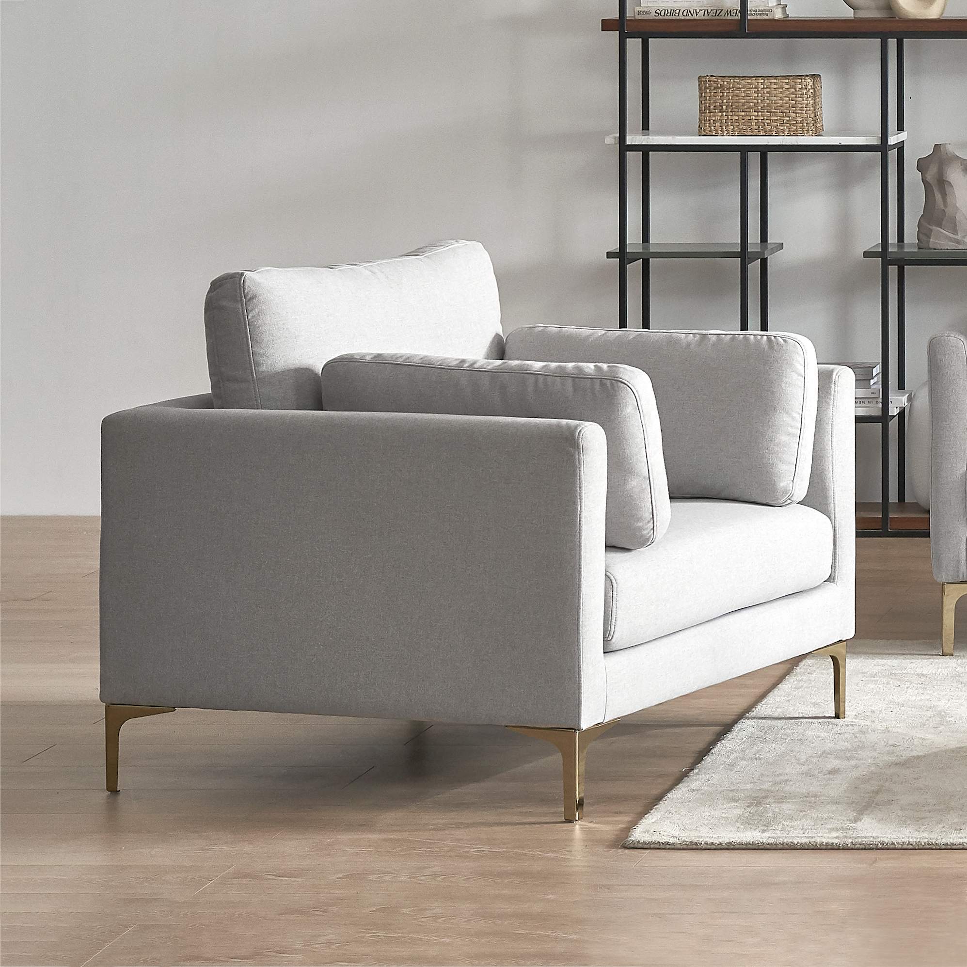 Adams Armchair, Dove Grey (Brass Leg) lifestyle