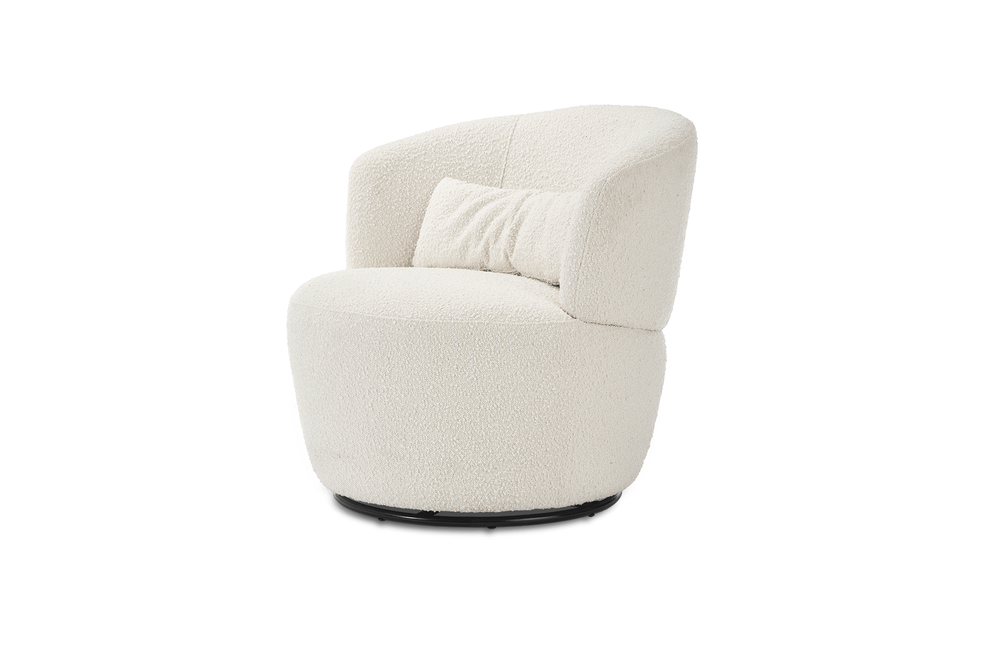 Amber Boucle Swivel Chair, Snow