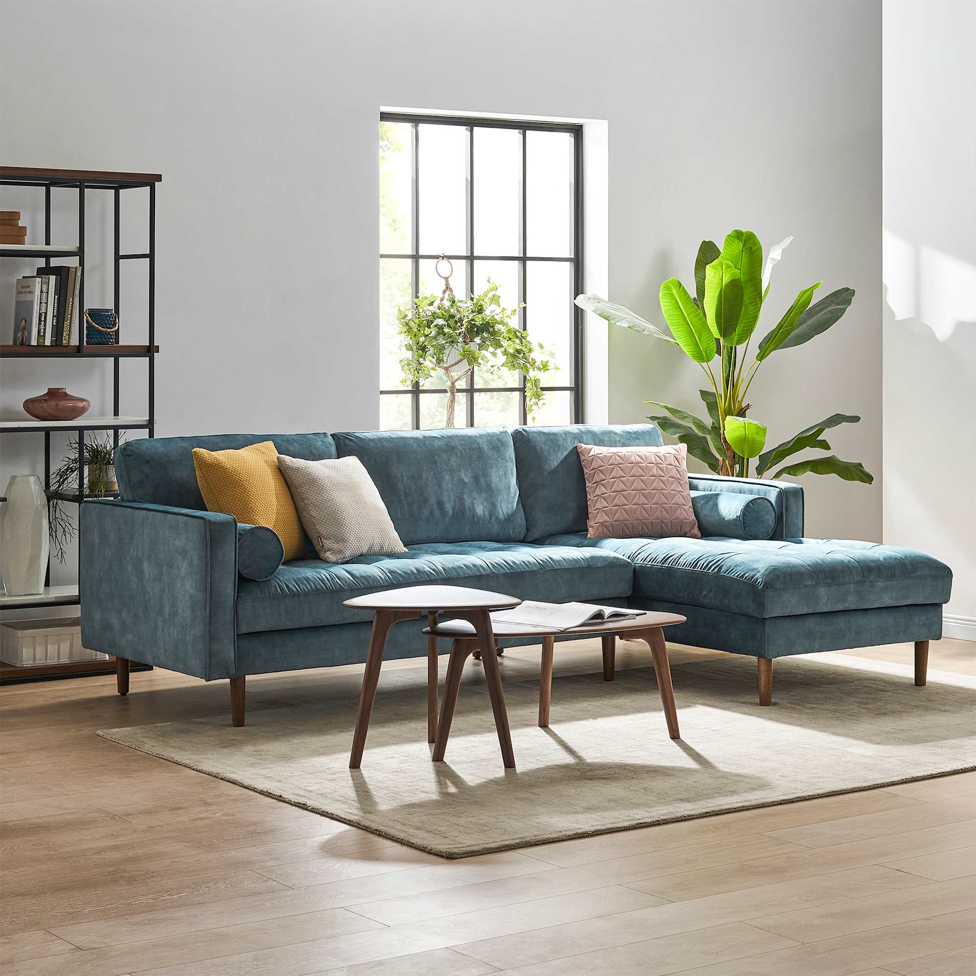 Madison Sofa Sectional Right Hand Facing, Aquamarine Distressed Velvet lifestyle