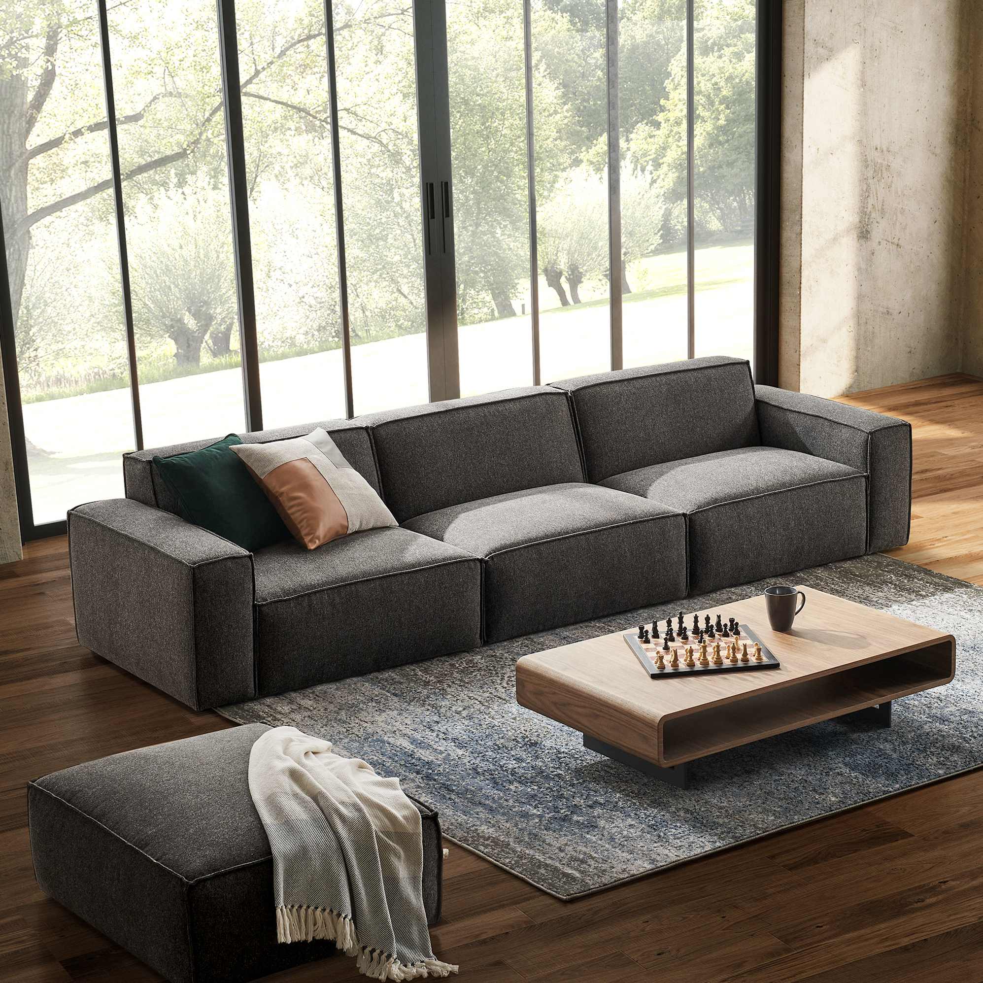 Jonathan Extended Sofa, Dark Granite lifestyle