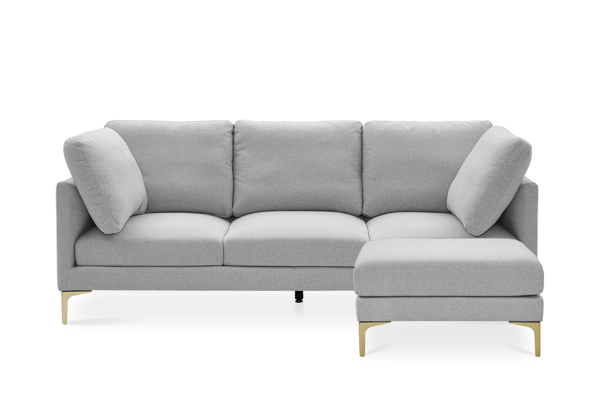 Adams 3 Seater Sofa with Ottoman Dove Grey, Brass Leg
