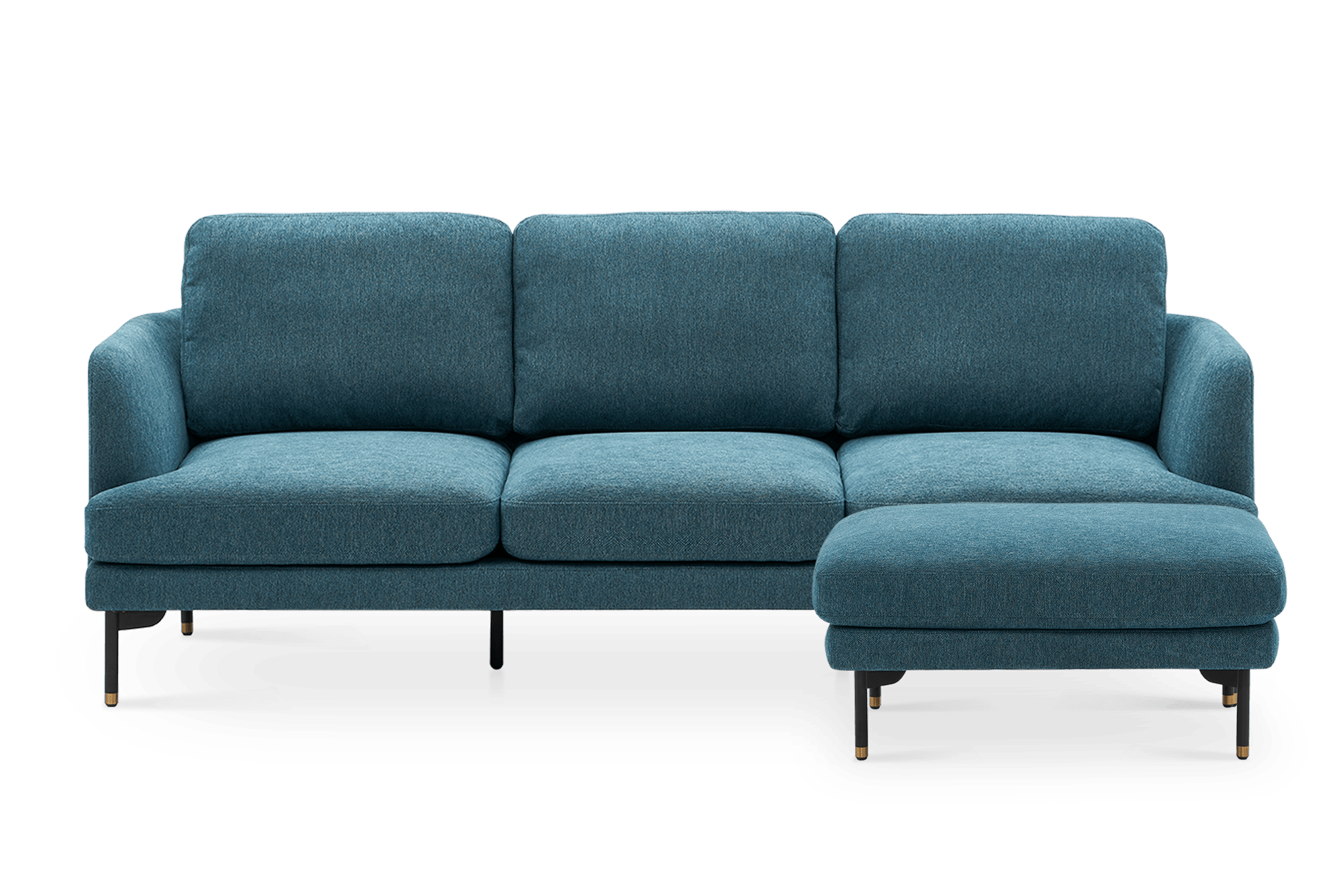 Pebble 3 Seater Sofa with Ottoman, Ocean Blue