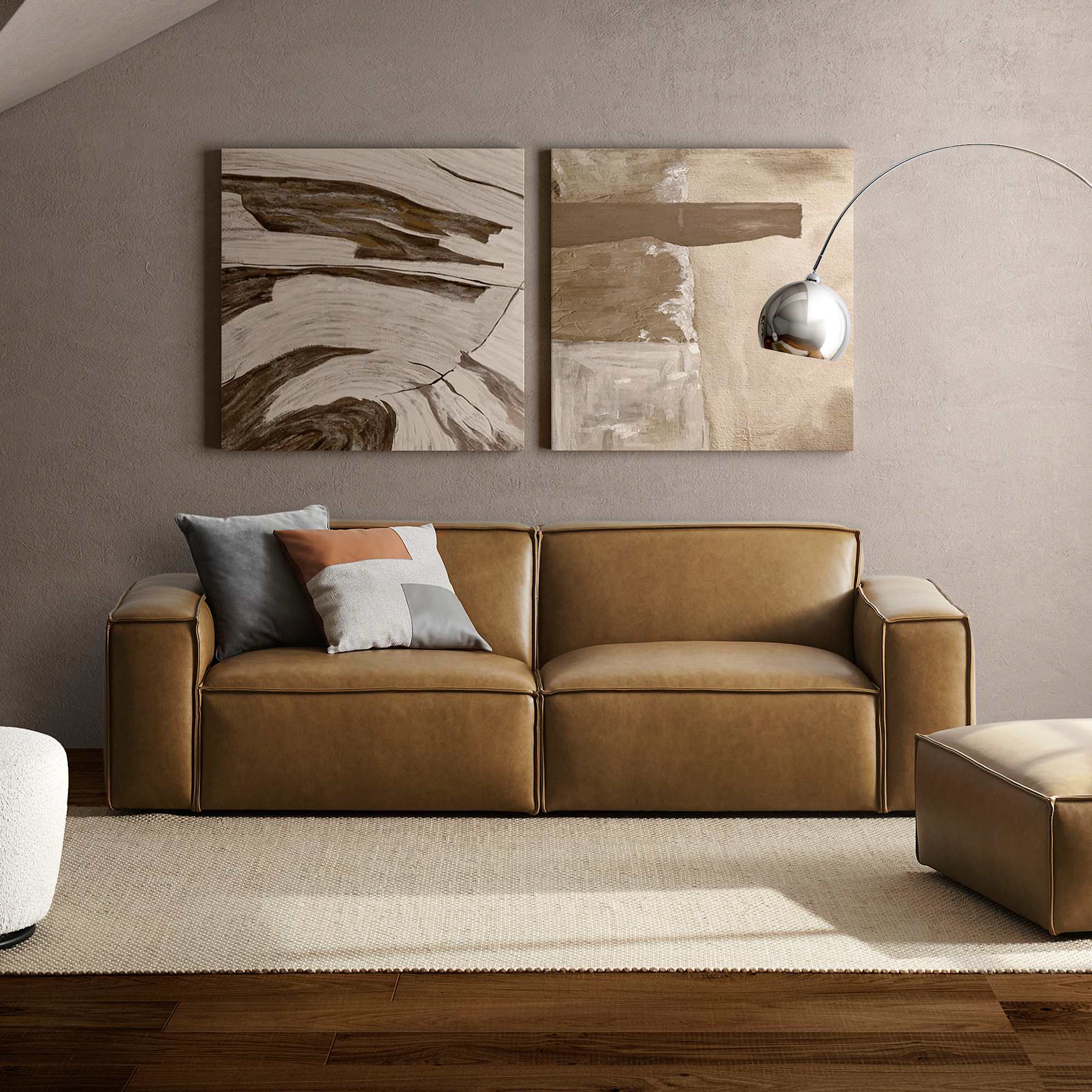 Jonathan Leather Sofa, Caramel lifestyle