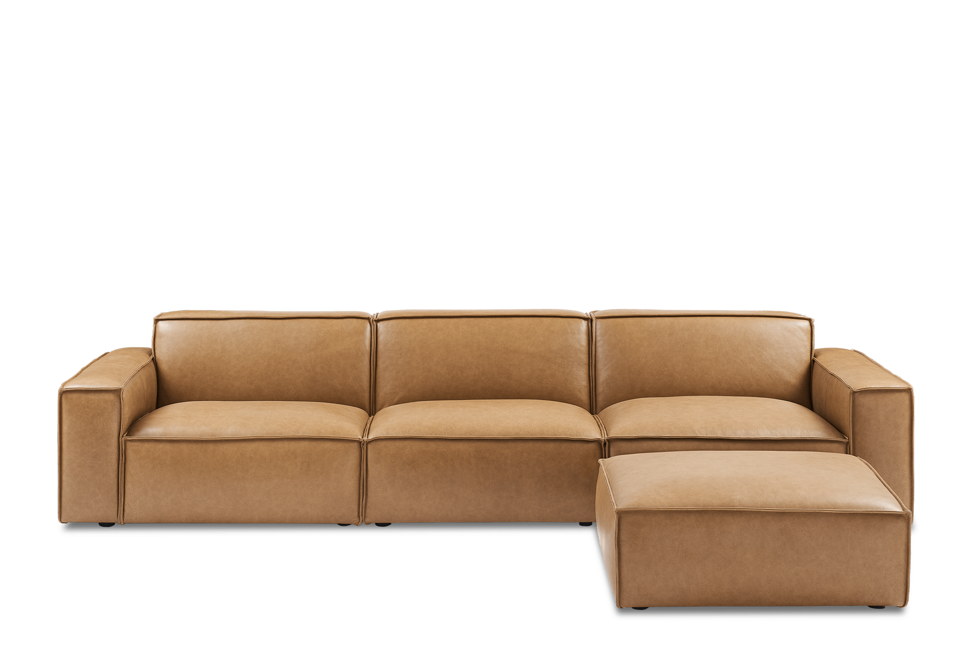 Jonathan Leather Extended Sofa with Ottoman 2