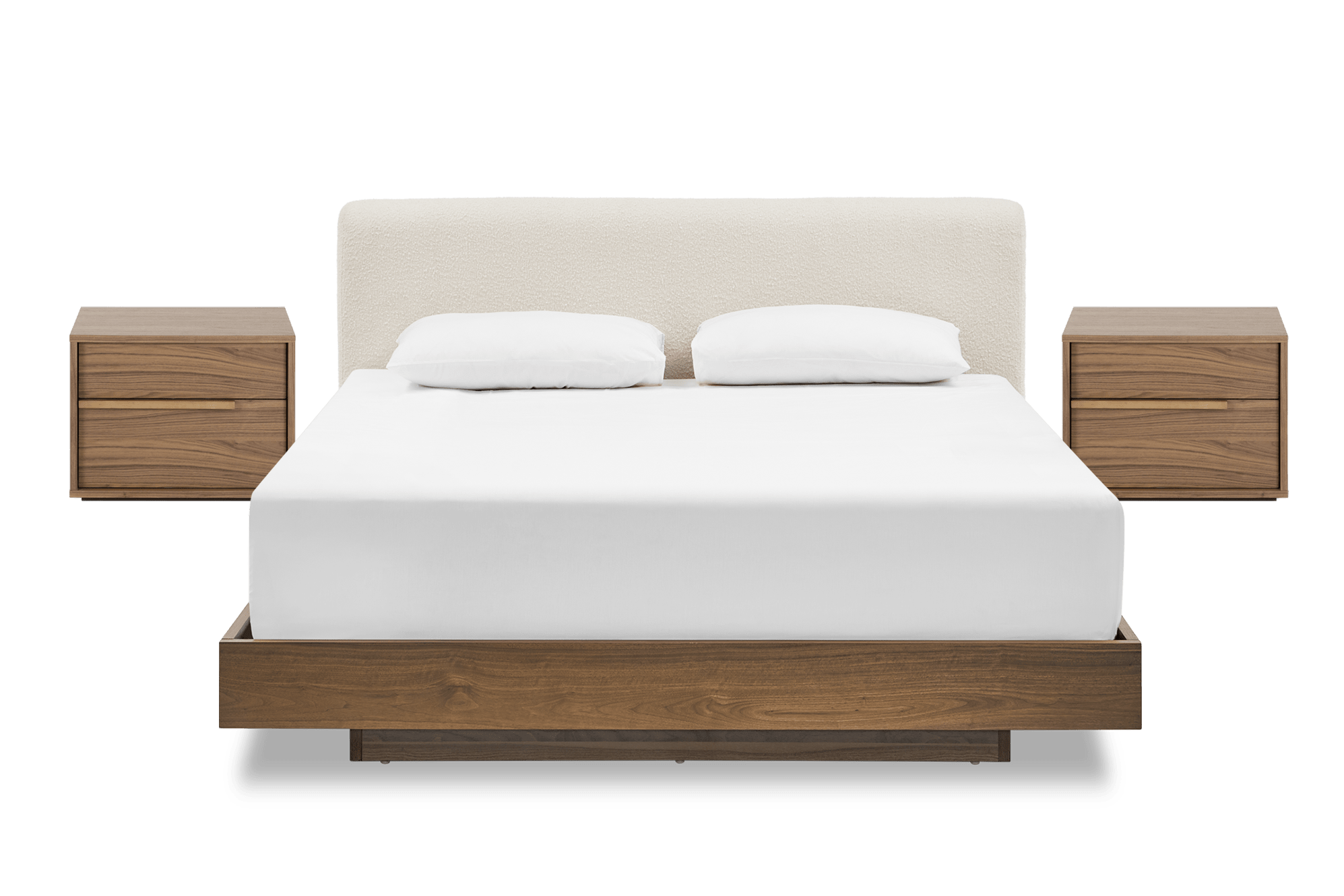 Joseph Bed Bouclé with 2 Joseph Bedside Tables