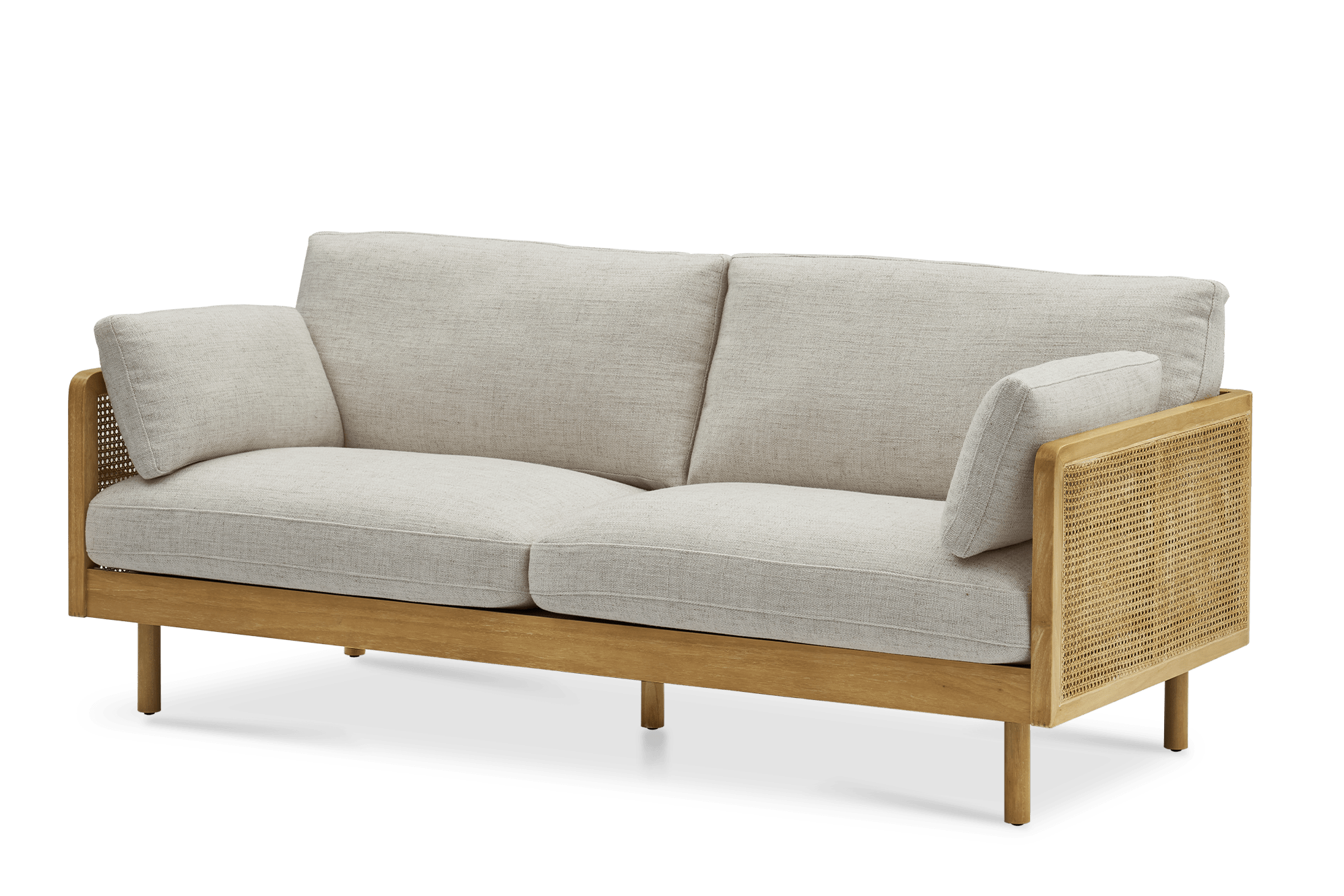 Lucia Cane Sofa, White Wash