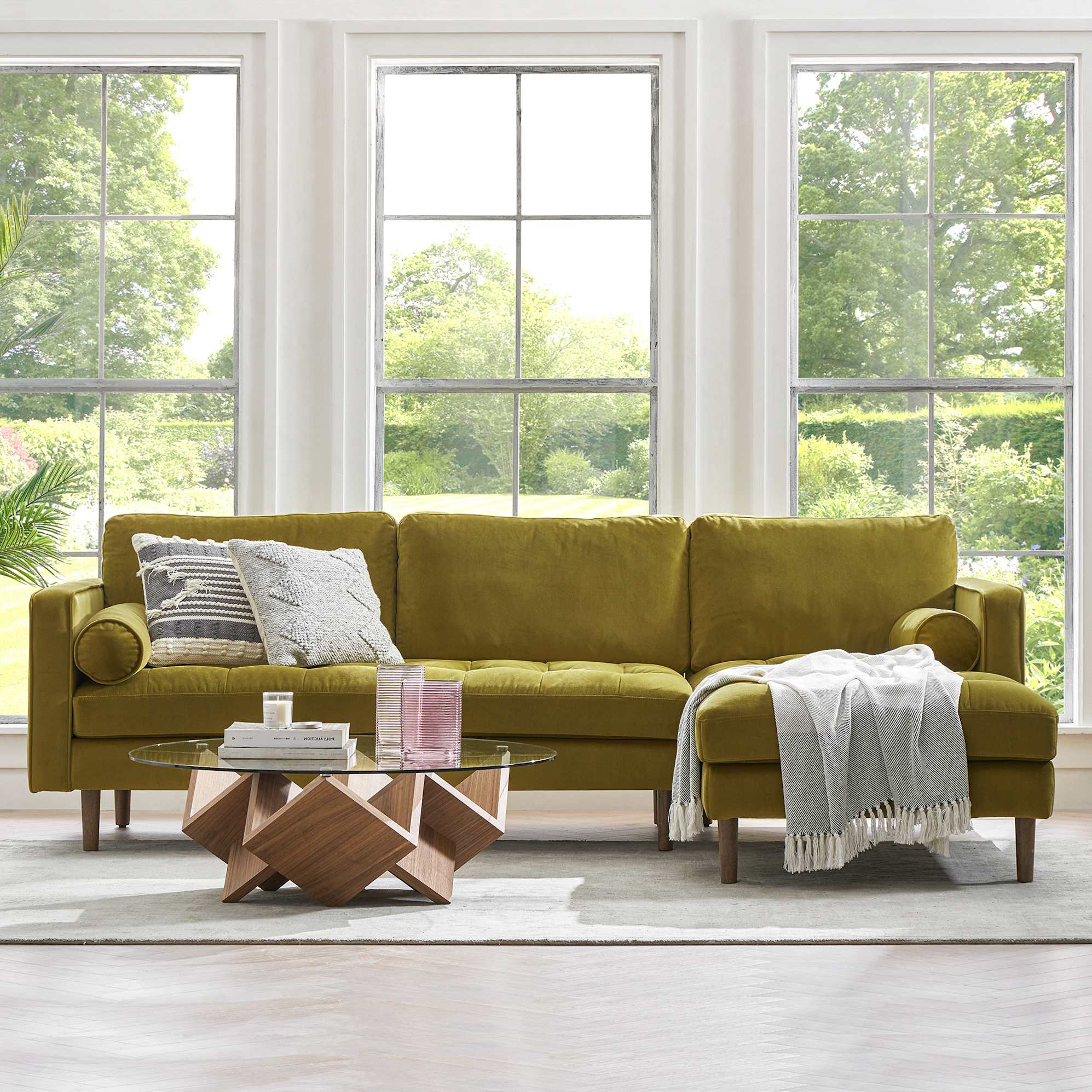 Madison Sofa Sectional Right Hand Facing, Antique Gold Velvet lifestyle