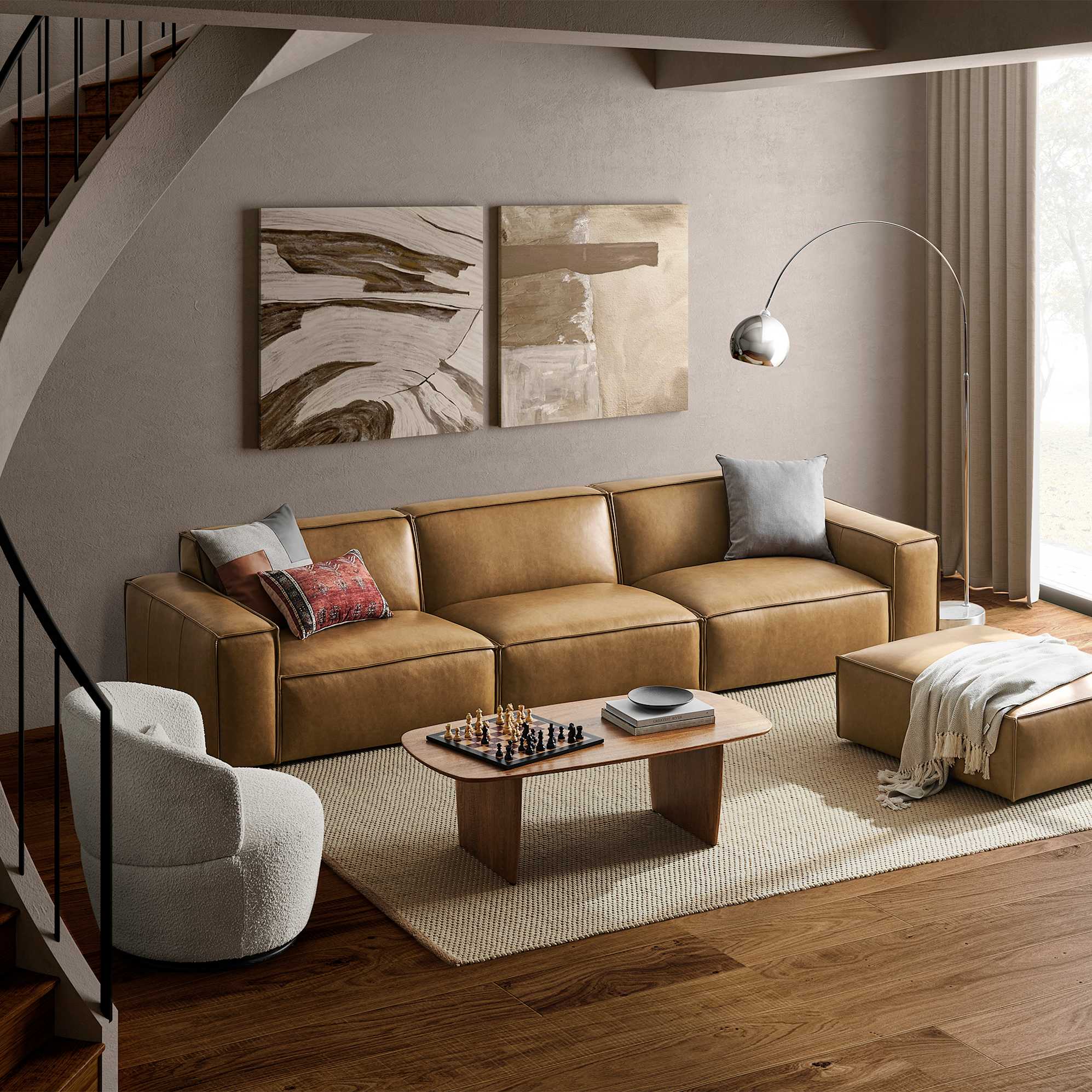 Jonathan Leather Extended Sofa 4
