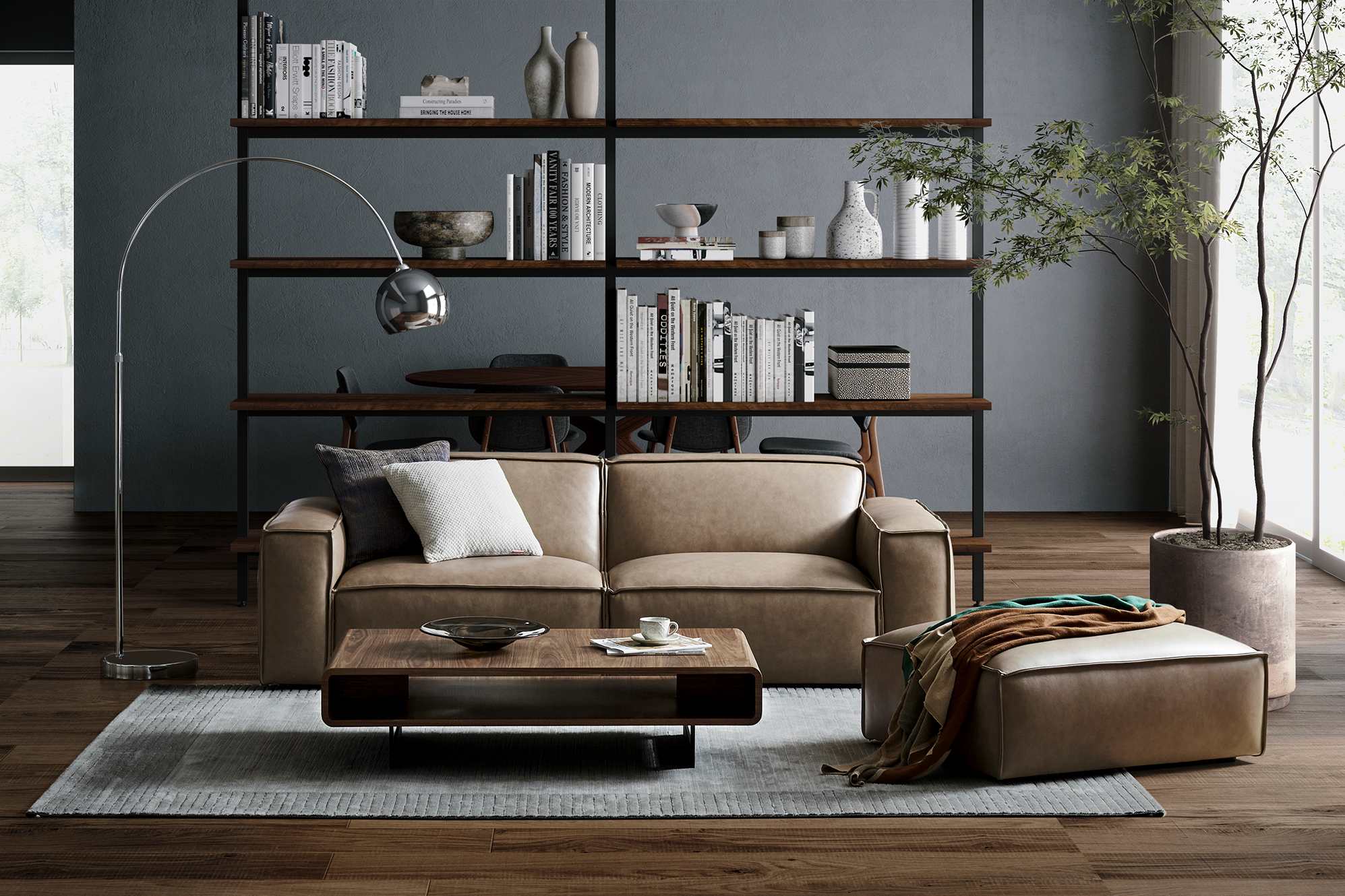 Jonathan Leather Sofa with Ottoman 3