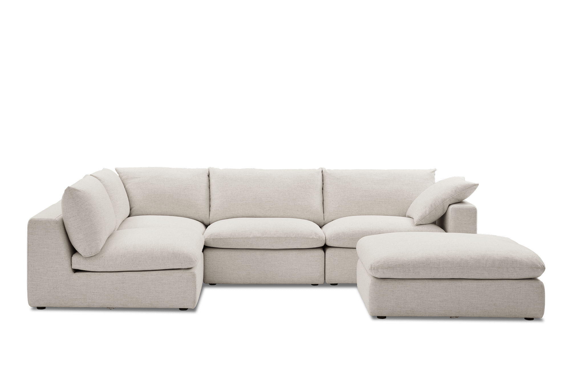 Dawson Chaise Sectional Sofa Left Facing with Ottoman, Beach Linen