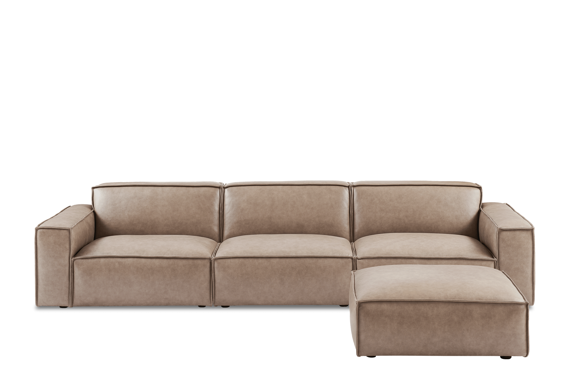 Jonathan Leather Extended Sofa with Ottoman