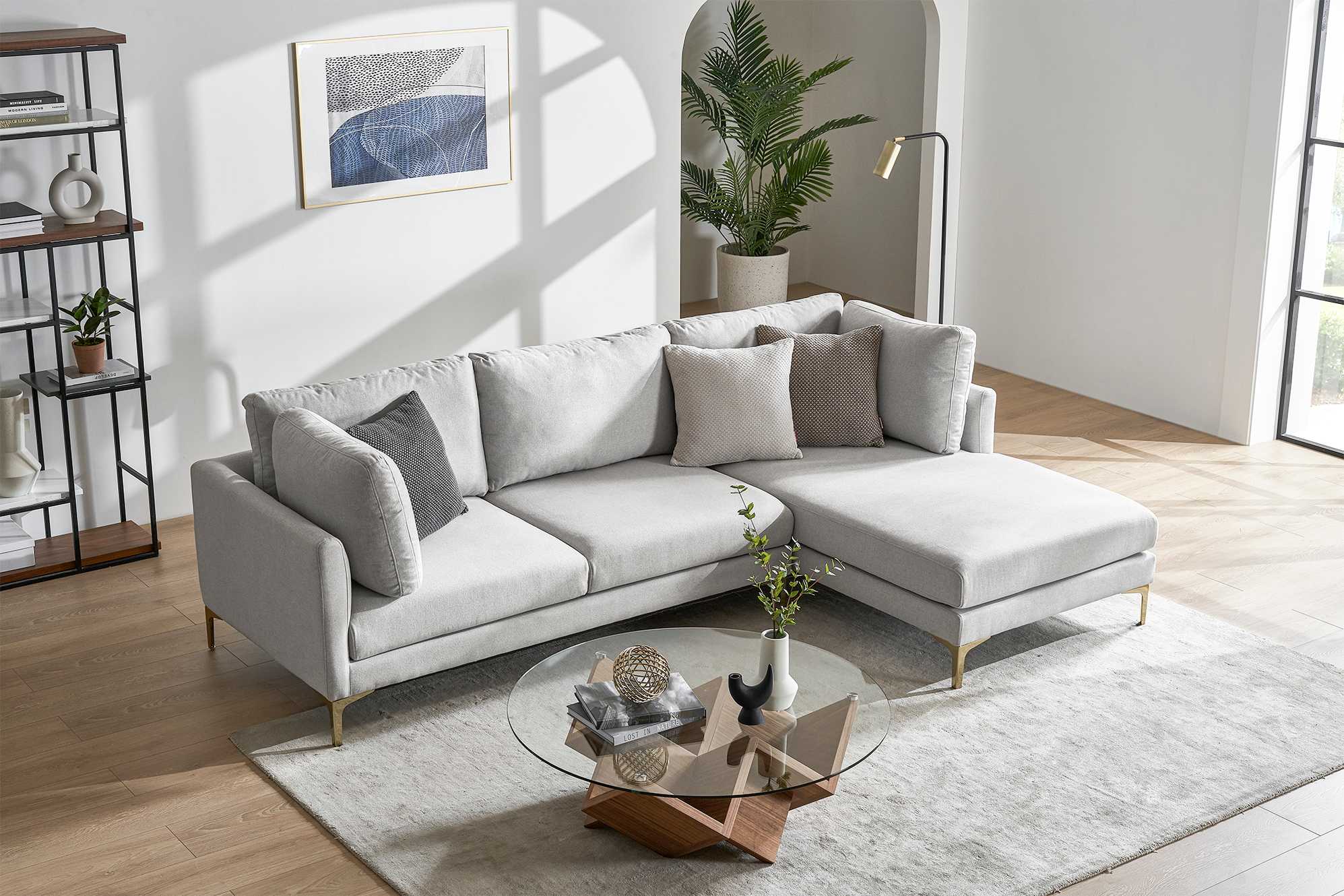 Adams Chaise Sectional Sofa with Ottoman 4