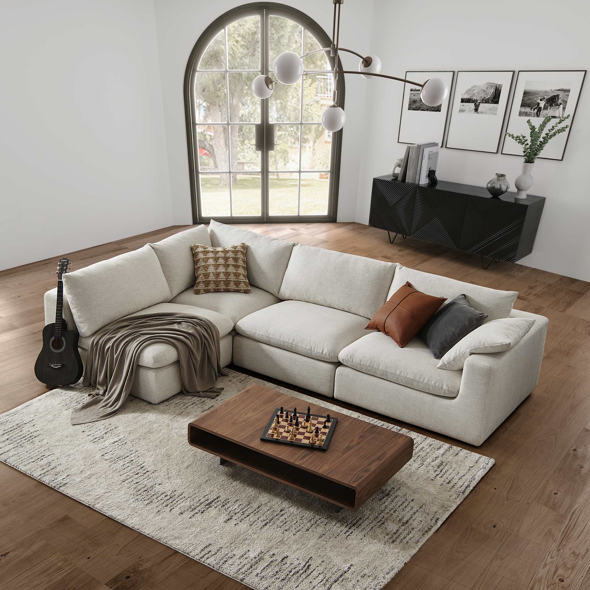 Dawson Chaise Sectional Sofa with Ottoman