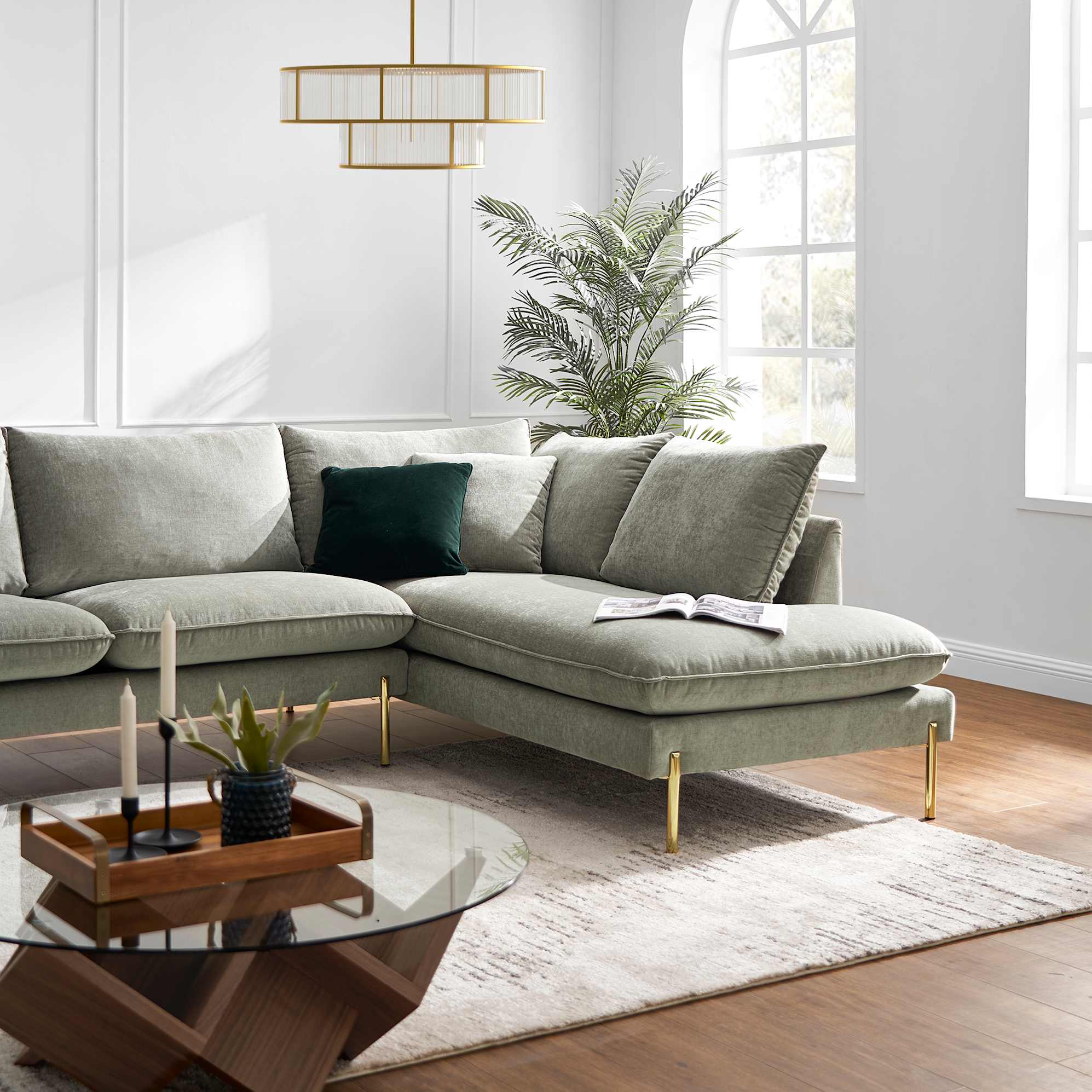 Verona Bumper Chaise Sectional Couch 3