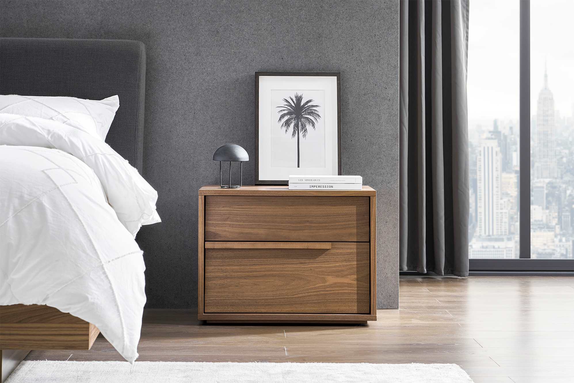 Joseph Bed Walnut with 2 Bedside Tables 6