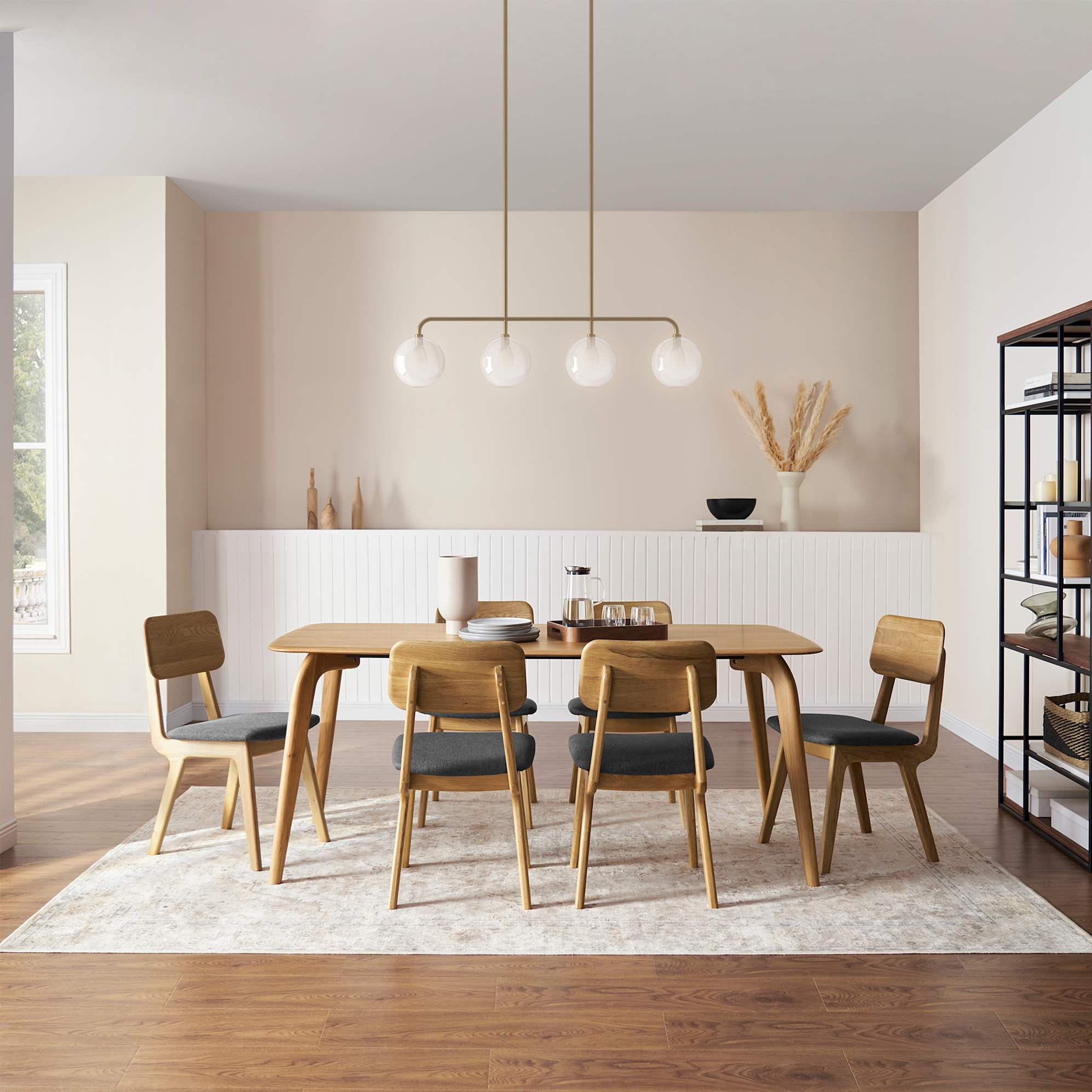 Vincent Dining Table with 4 Chairs, Oak 2