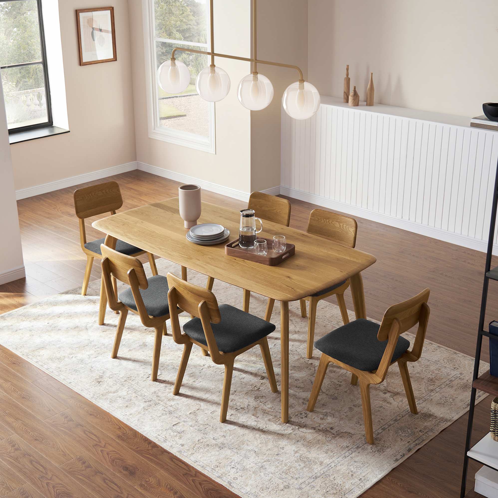 Vincent Dining Table with 4 Chairs, Oak 0