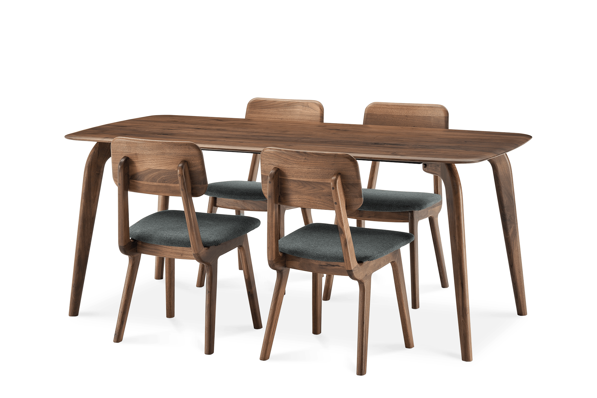 Vincent Dining Table with 4 Chairs, Walnut 1