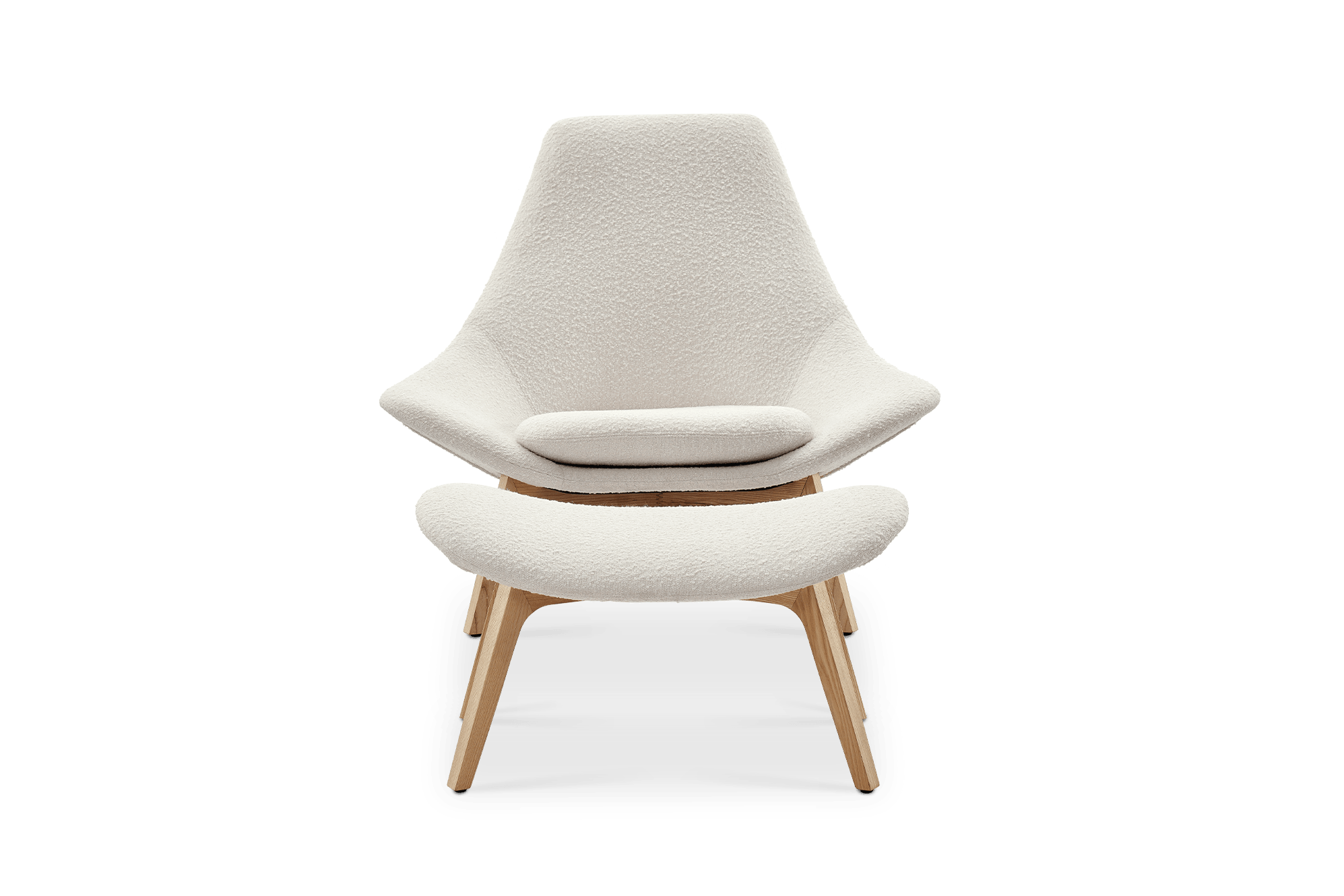 Gable Bouclé High Armchair & Ottoman Set, Snow