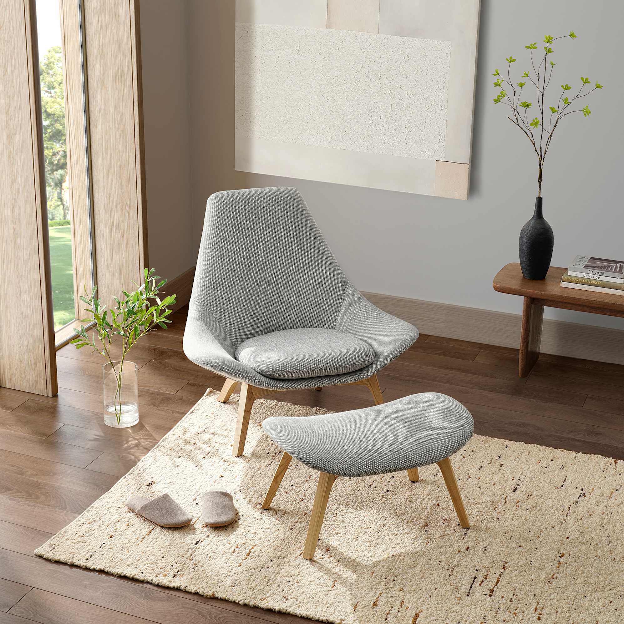 Gable High Armchair & Ottoman Set, Performance Smoke Grey lifestyle