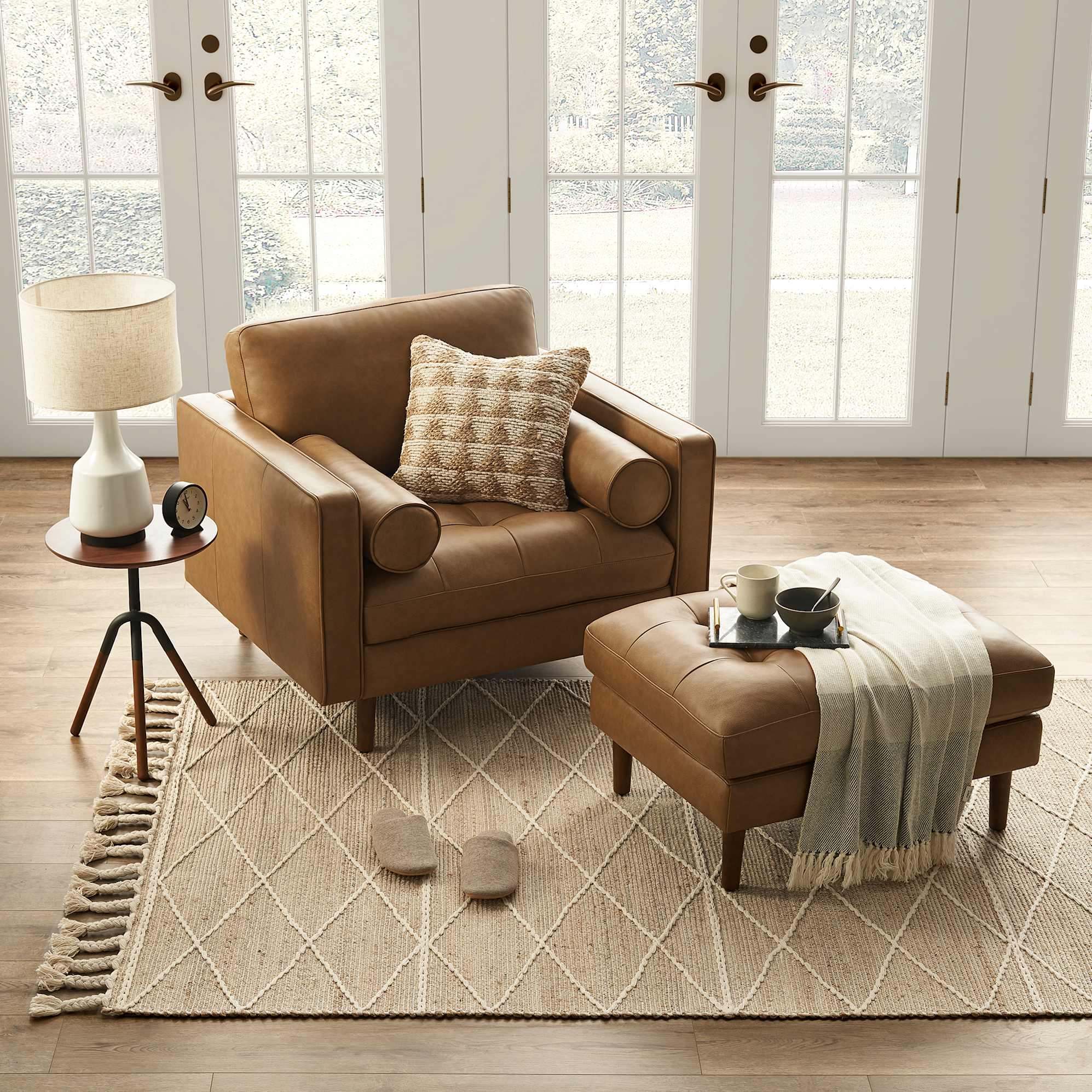 Madison Leather Armchair with Ottoman 2