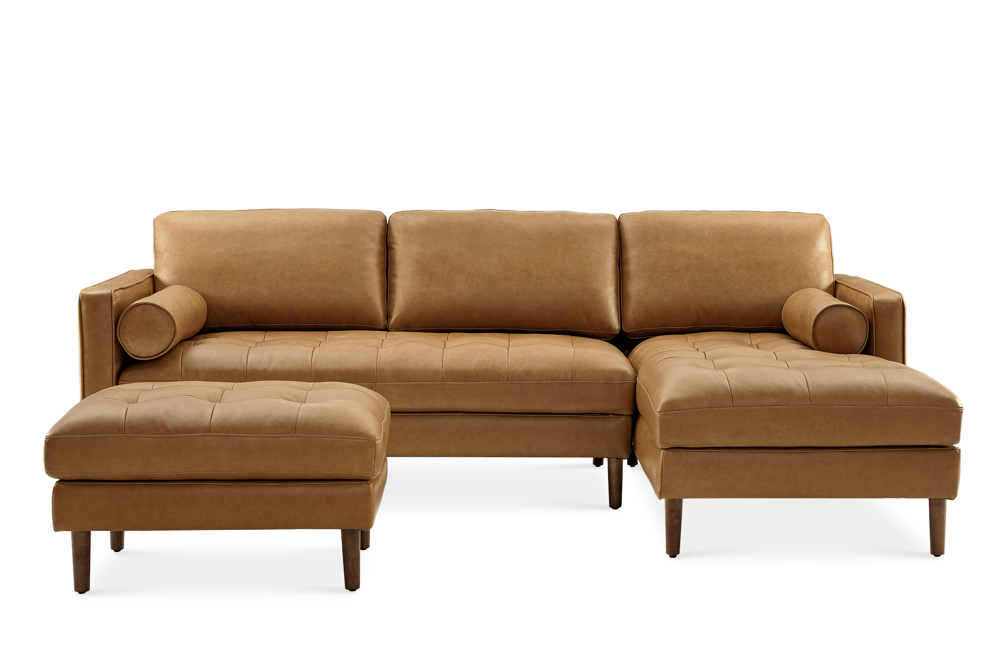 Madison Leather Chaise Sectional Sofa with Ottoman 1