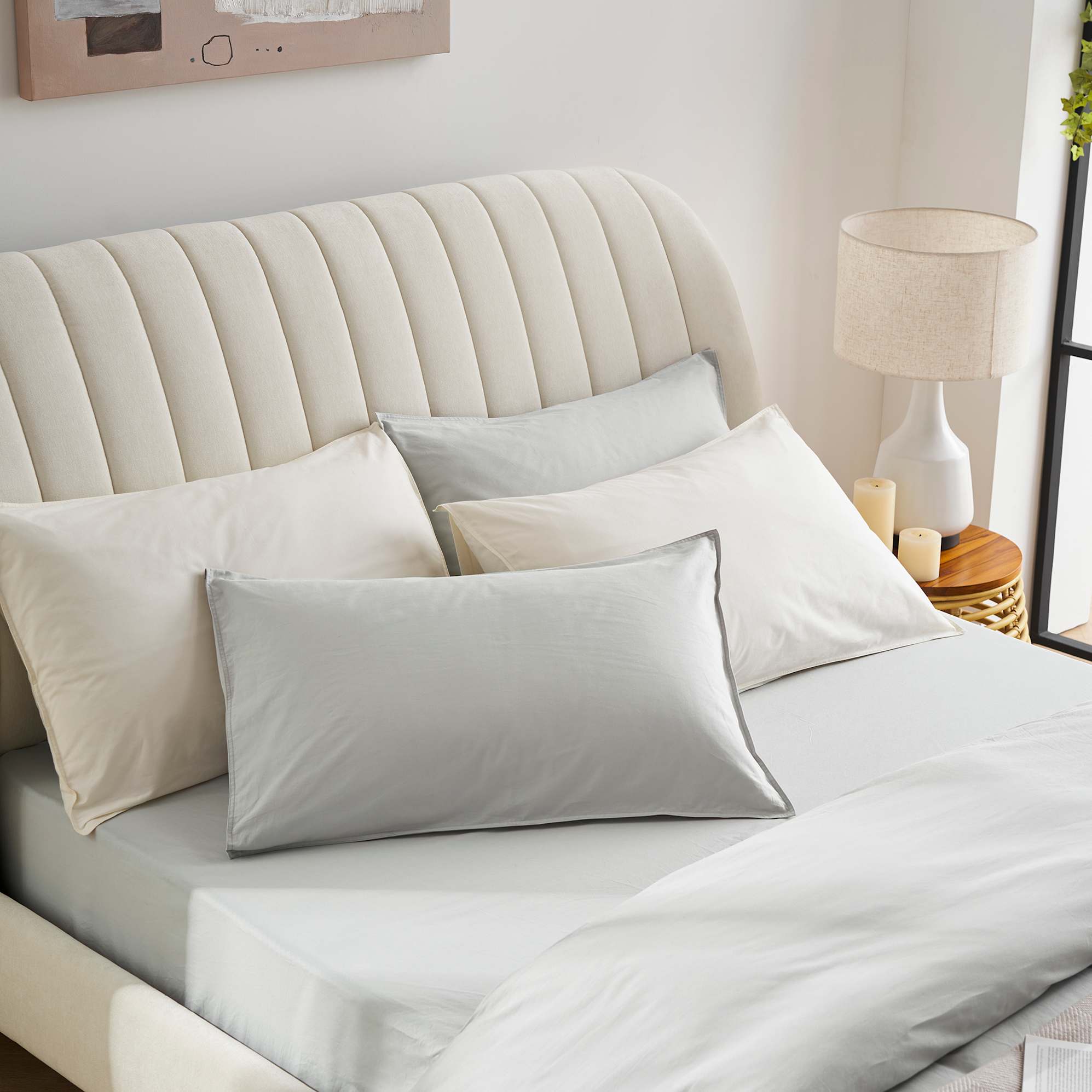 Percale Queen Size Sheet Set, Feather lifestyle