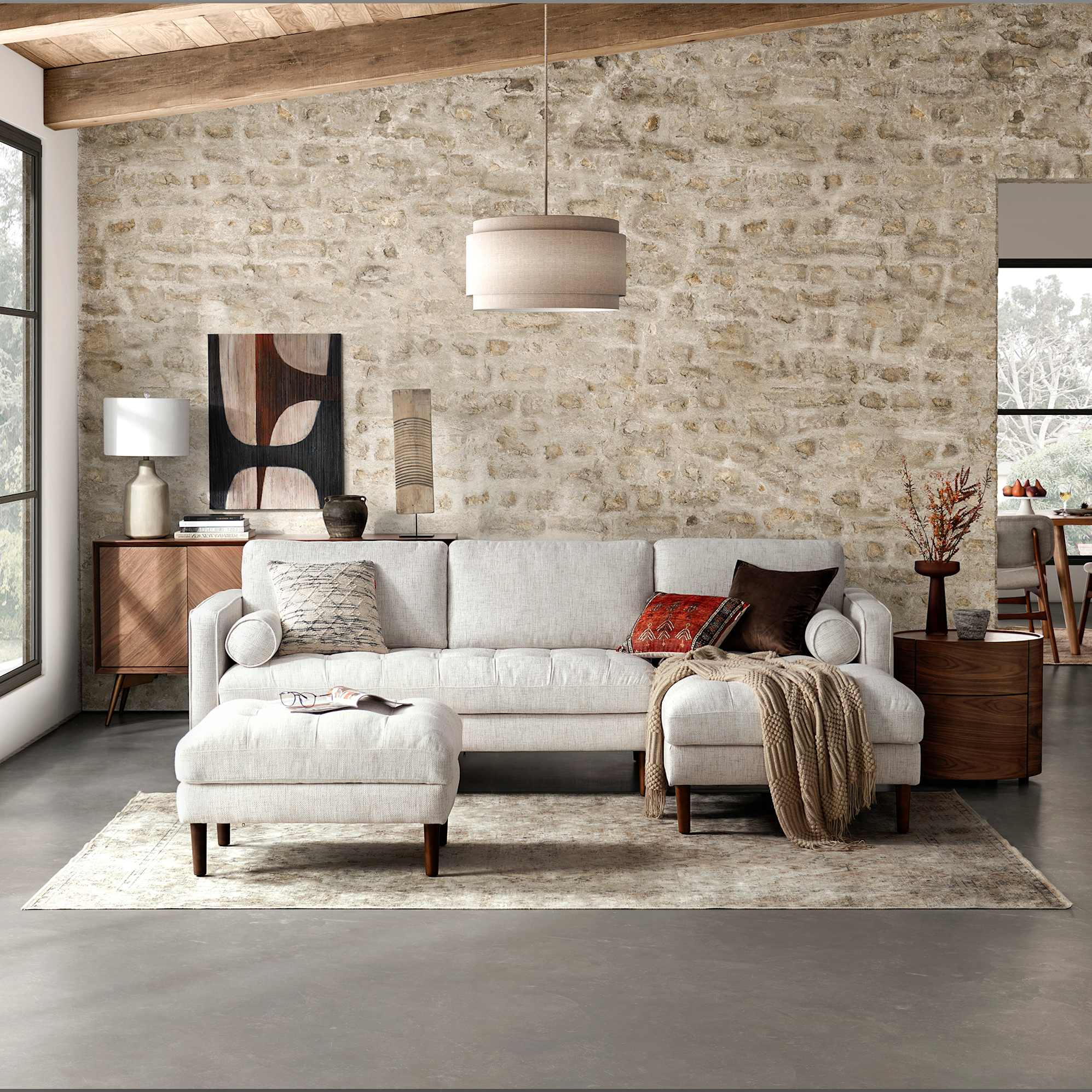Madison Chaise Sectional Sofa with Ottoman image 0