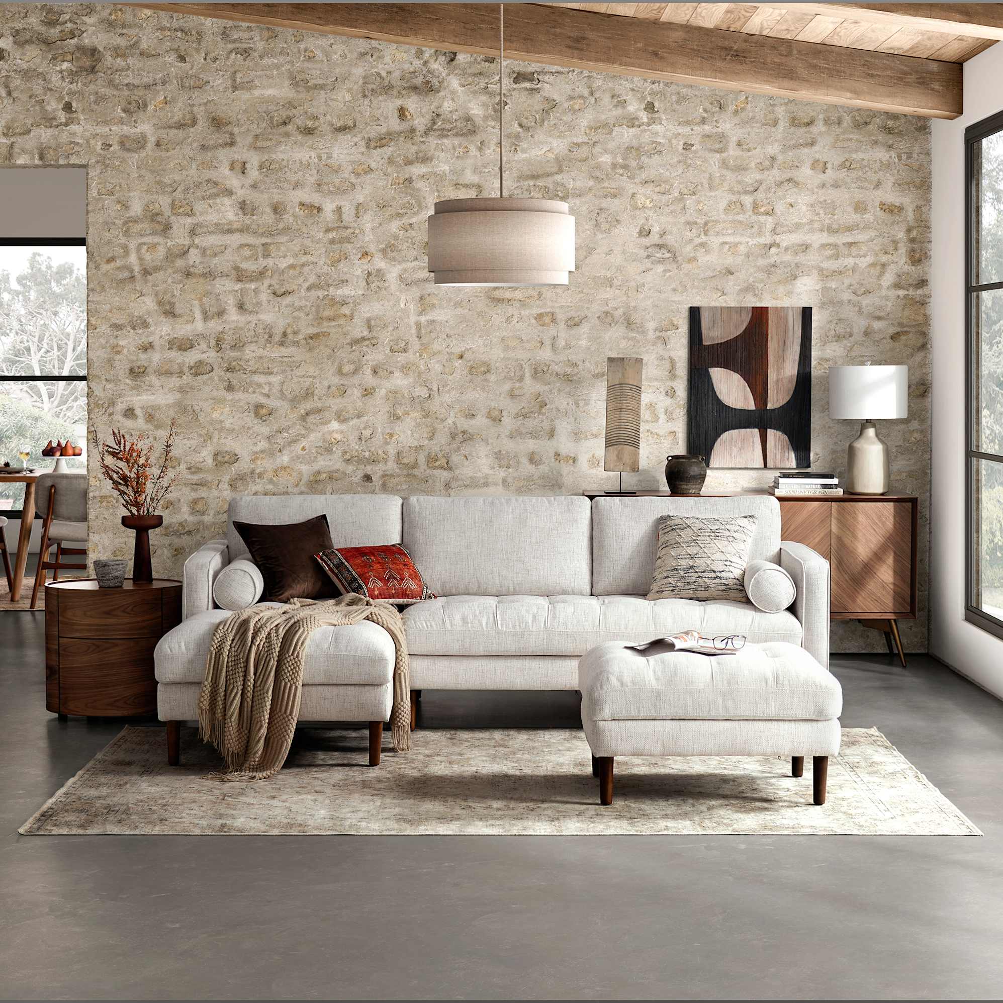 Madison Chaise Sectional Sofa with Ottoman image 0