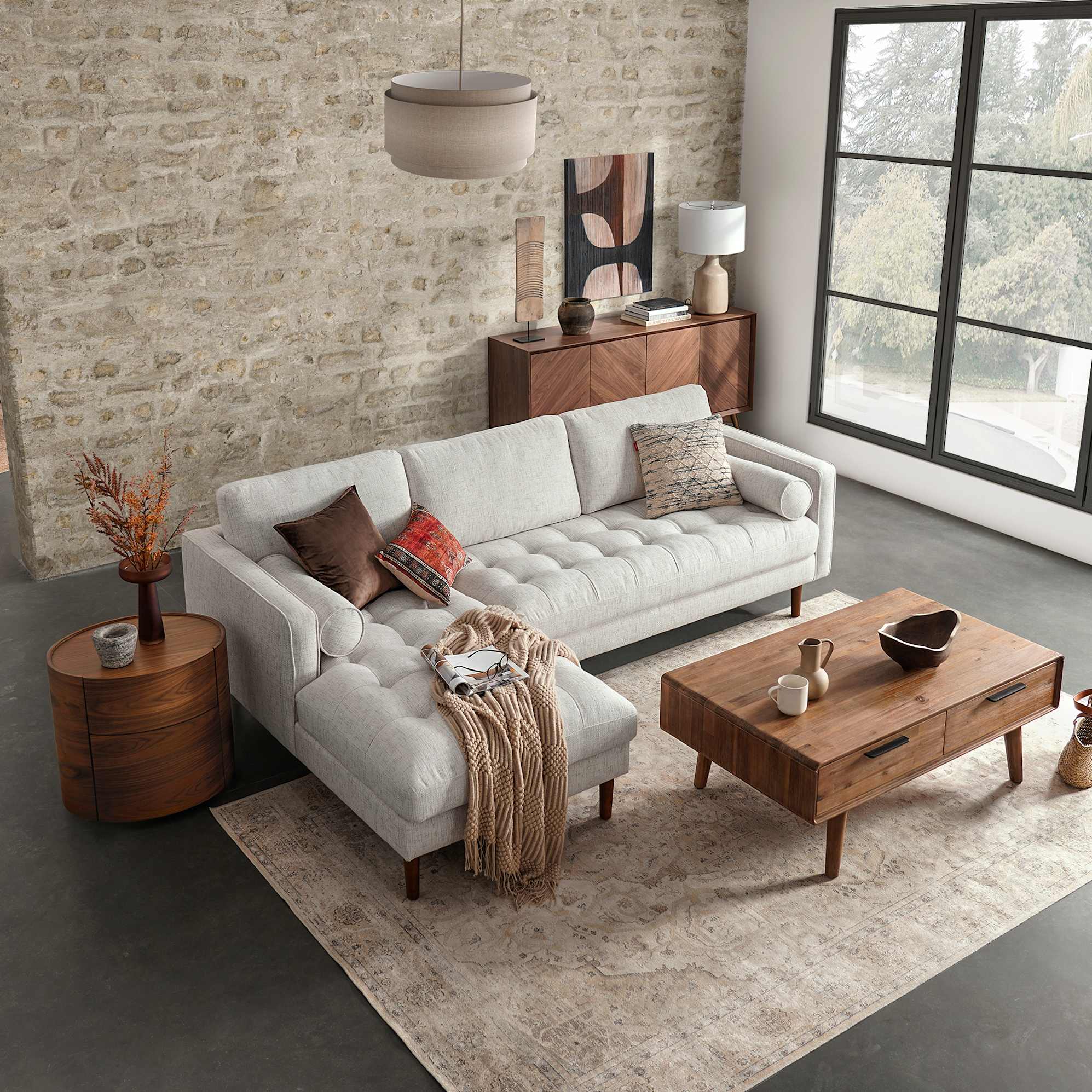 Madison Chaise Sectional Sofa with Ottoman 3