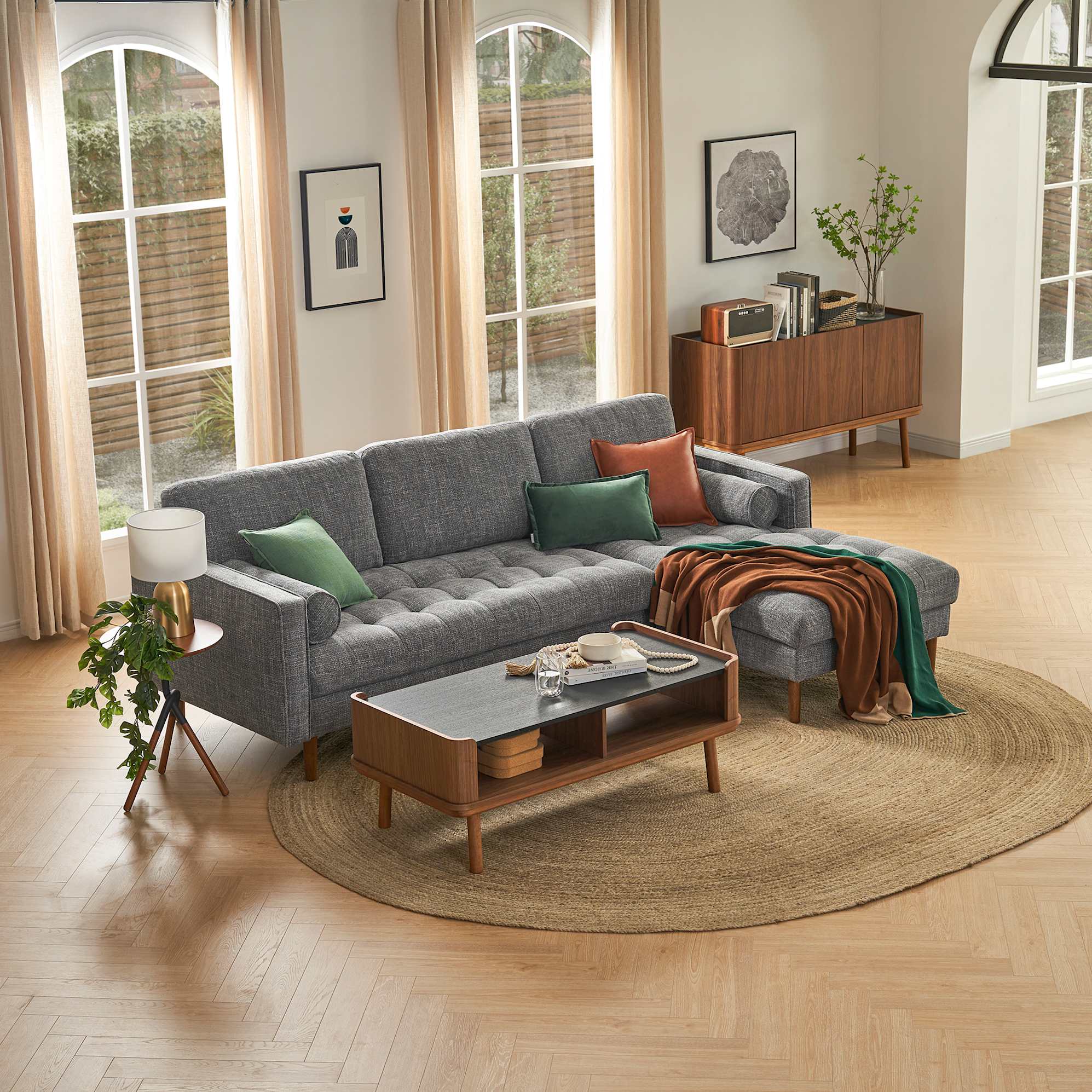 Madison Chaise Sectional Sofa Right Facing, Stone lifestyle