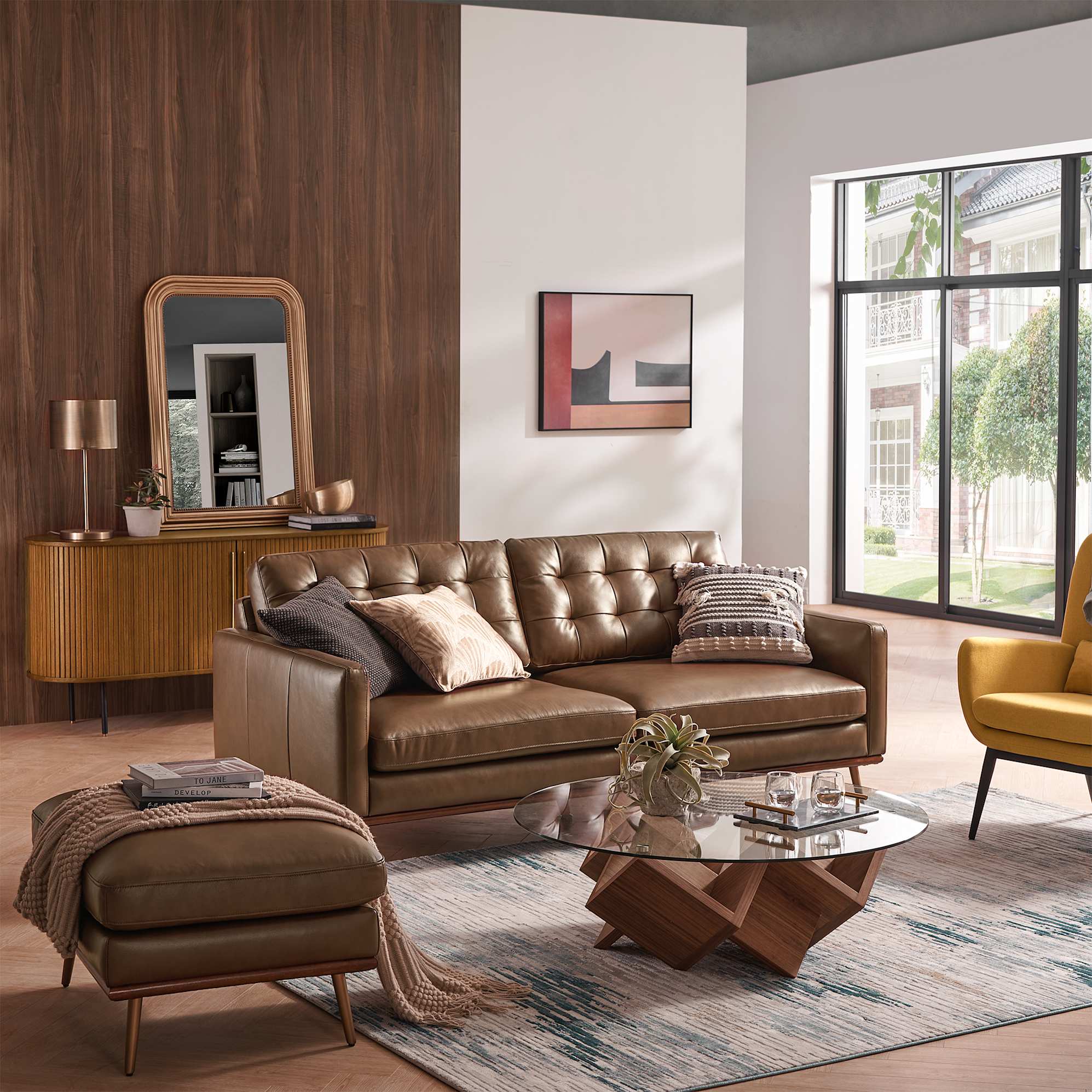 Isaac Leather Ottoman 4