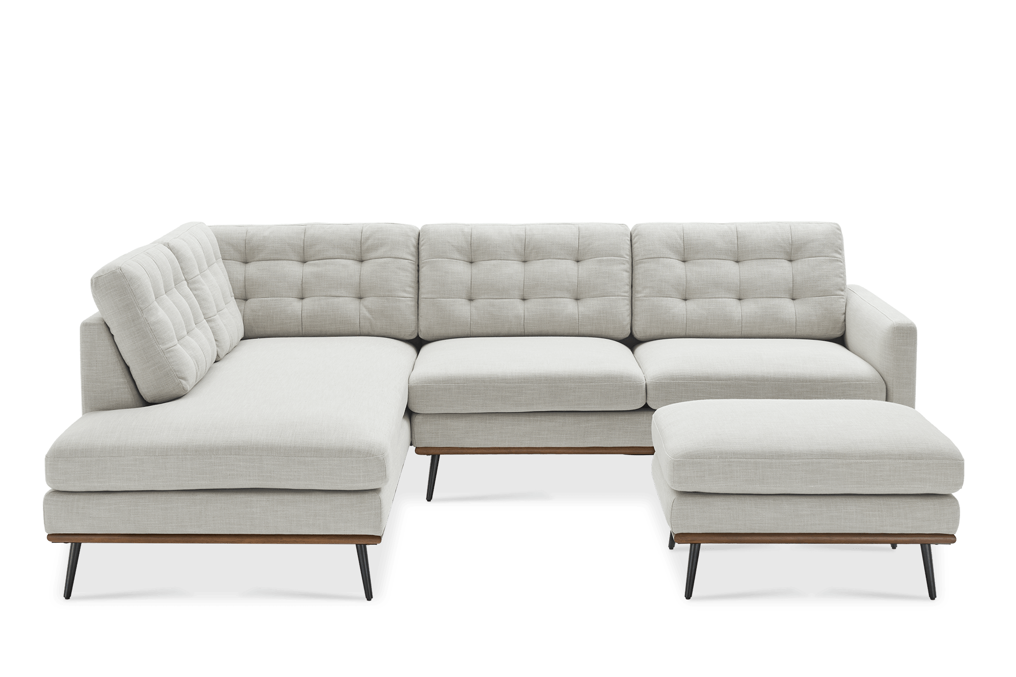 Isaac Terminal Chaise Sofa with Footstool Left Facing, Ivory Beige