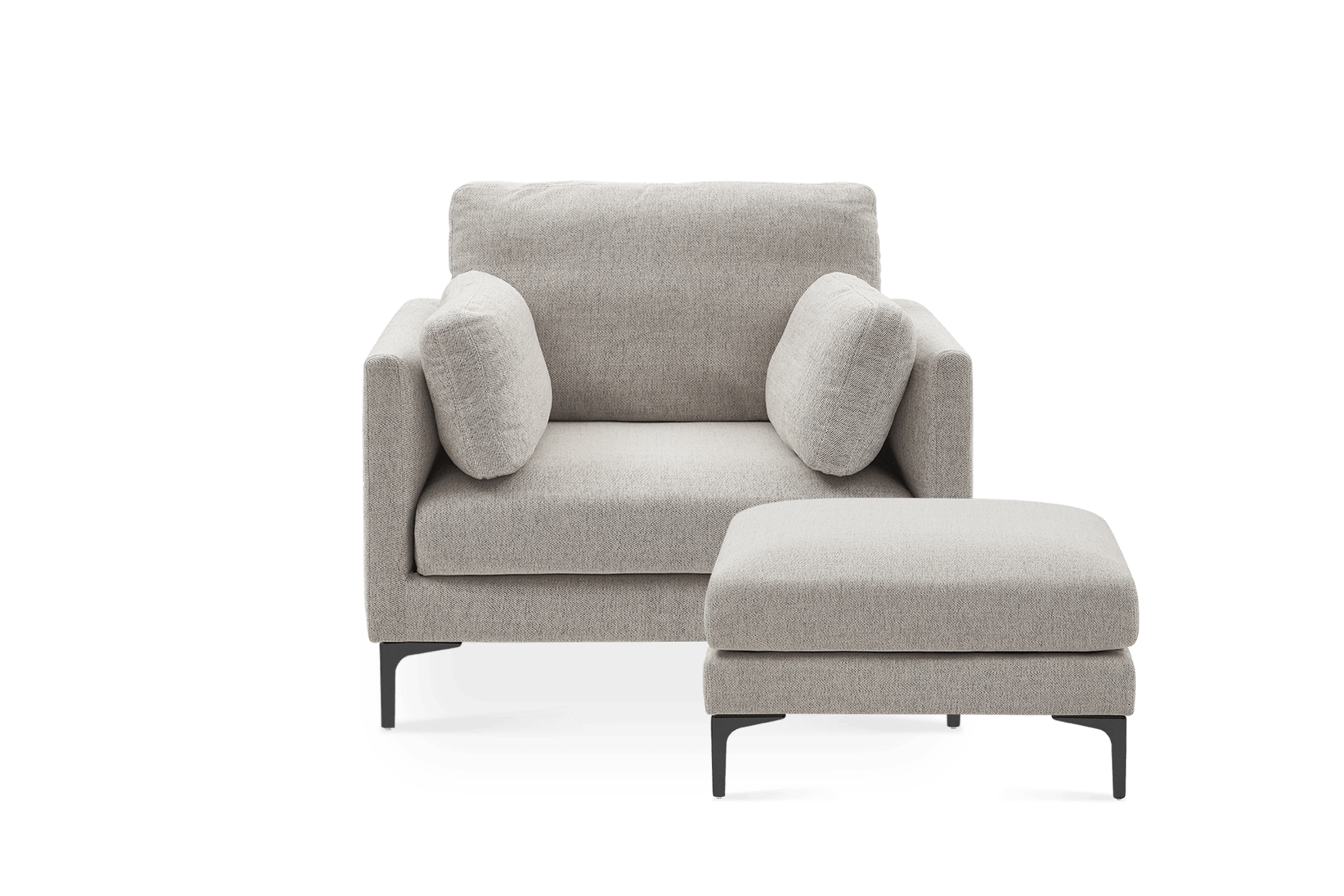 Adams Armchair with Ottoman Pearl Beige, Black Leg