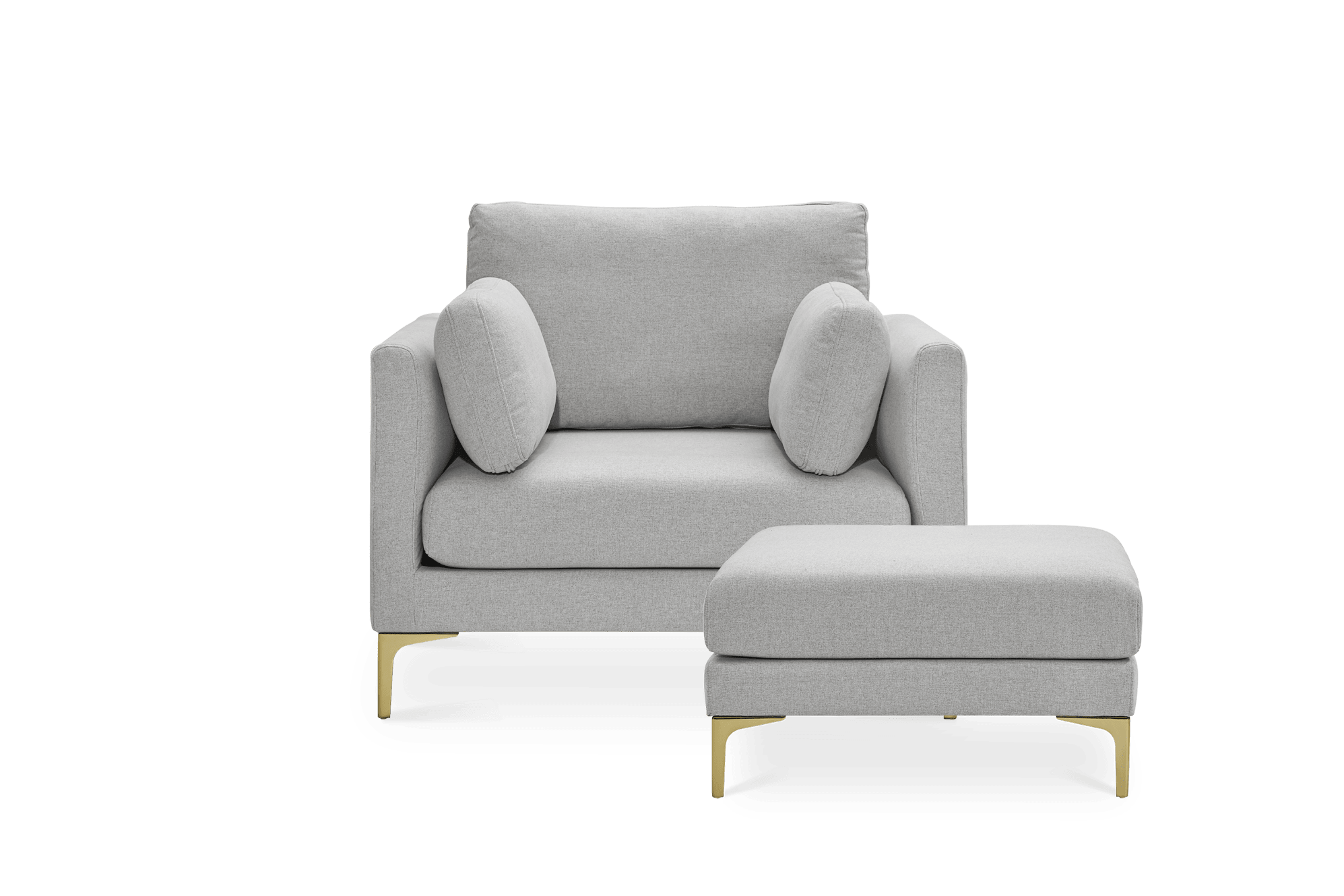 Adams Armchair with Ottoman Dove Grey, Brass Leg