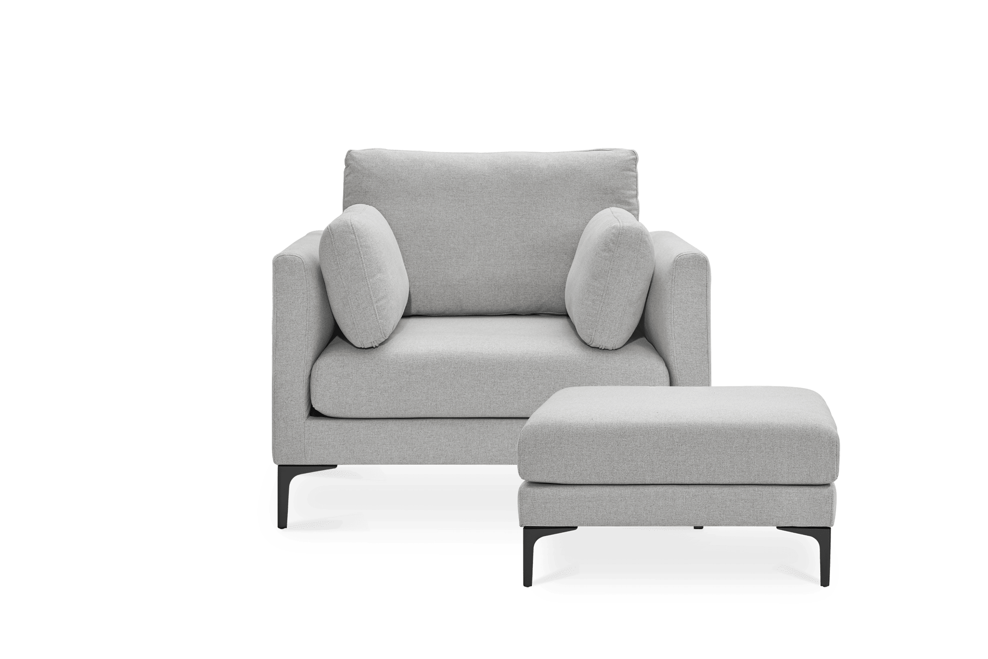 Adams Armchair with Ottoman Dove Gray, Black Leg