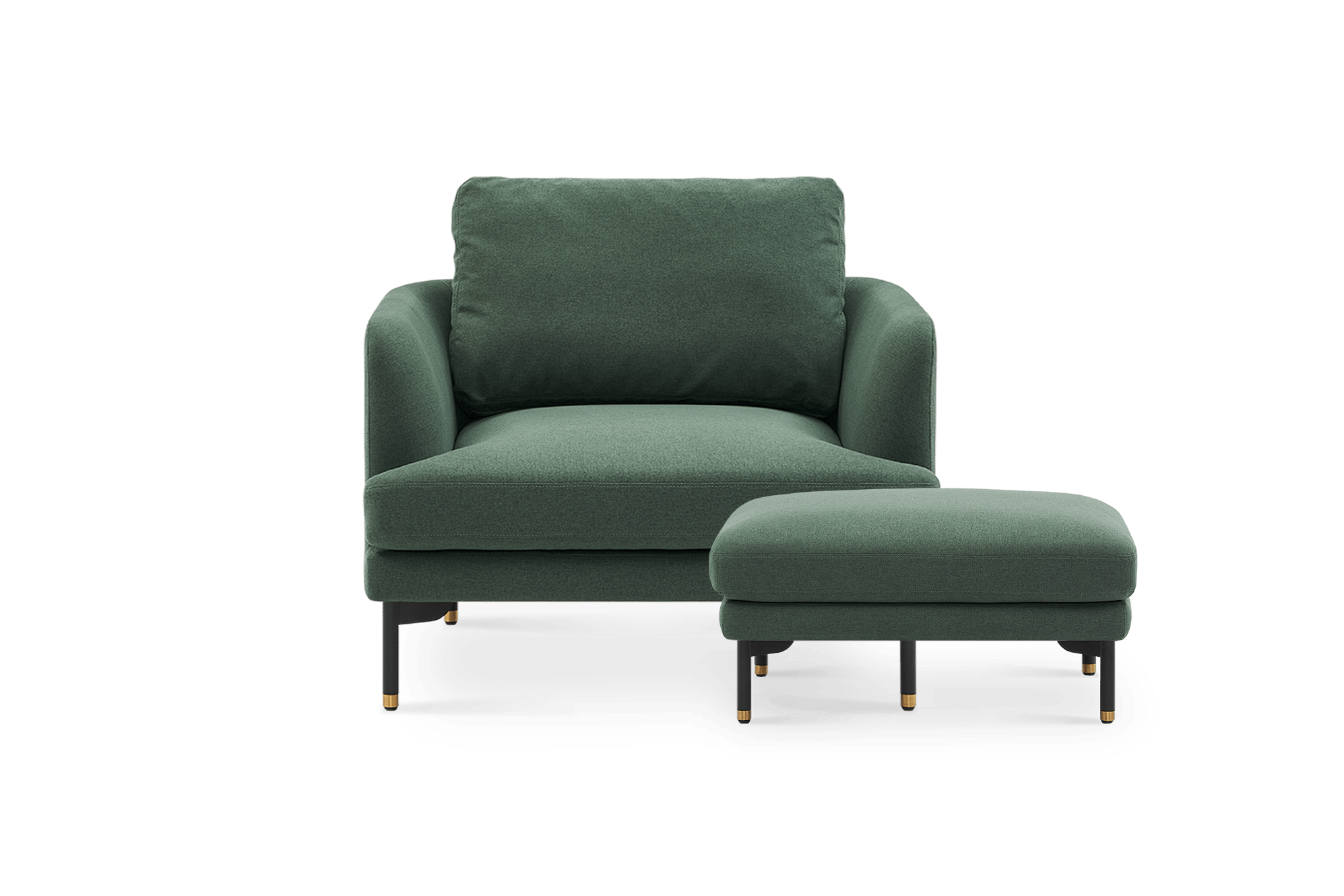 Pebble Armchair with Ottoman, Forest Green