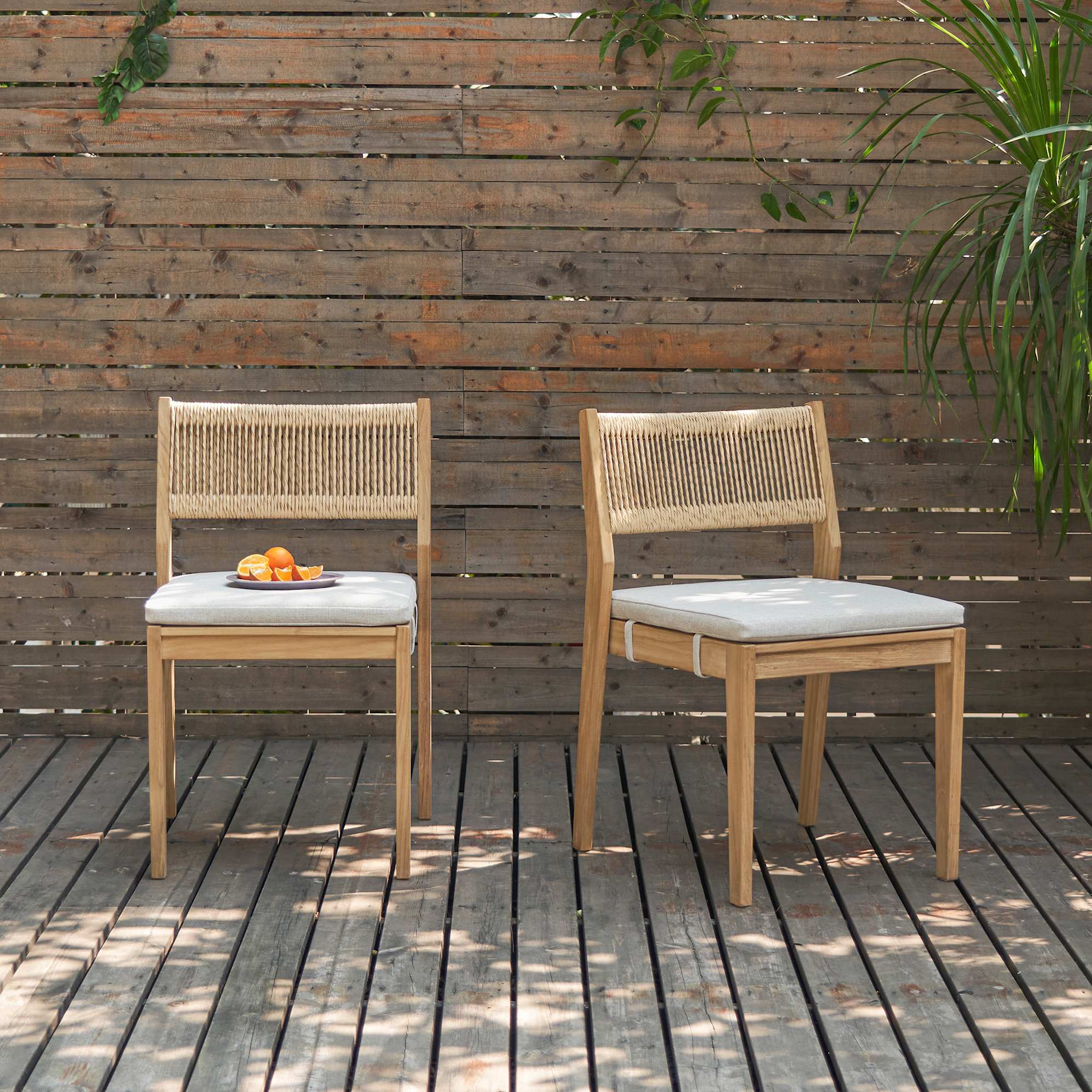 Rio Outdoor Teak Dining Chair Set of 2, with Cover lifestyle