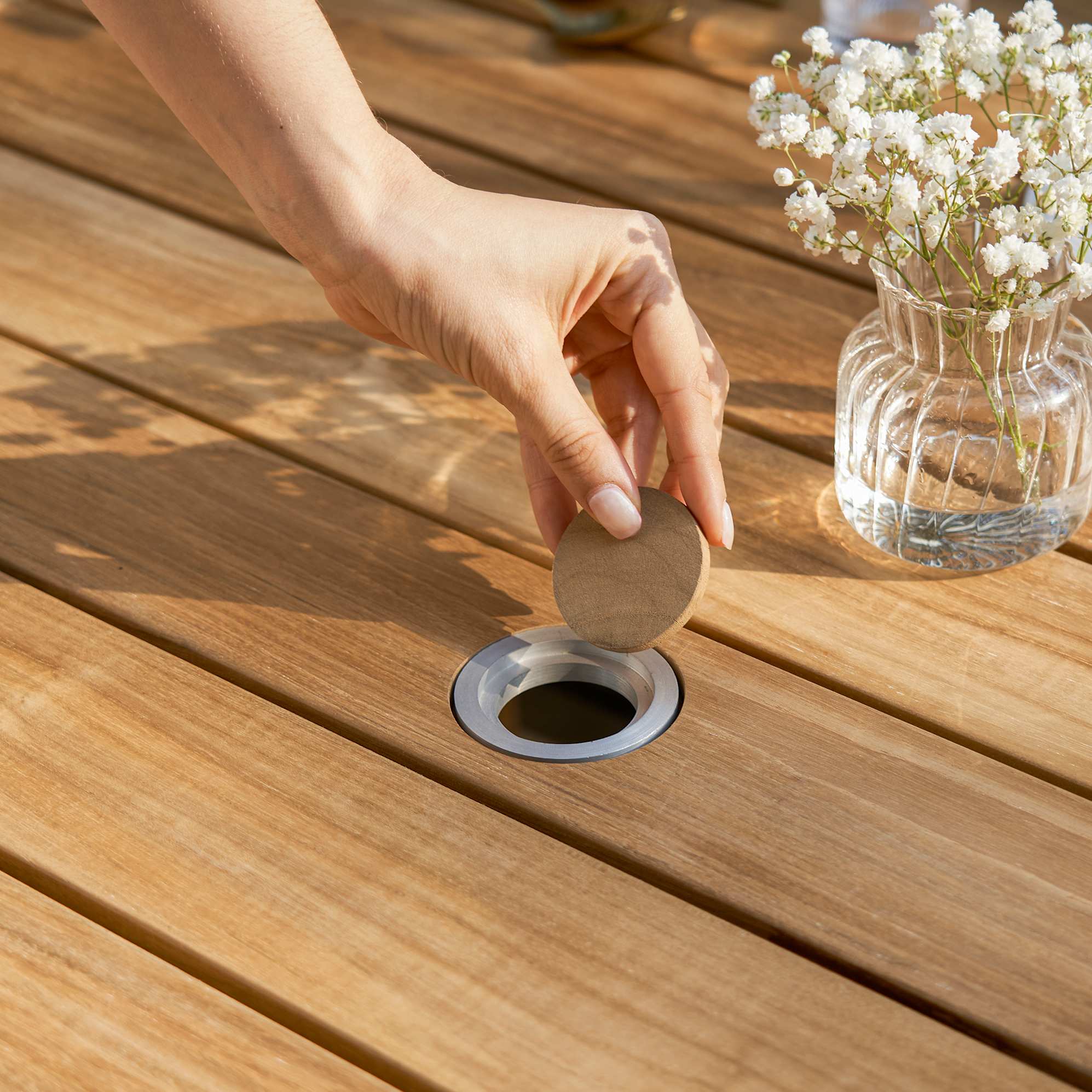 Rio Outdoor Teak Dining Table, 200cm with Bench and 2 Chairs 10