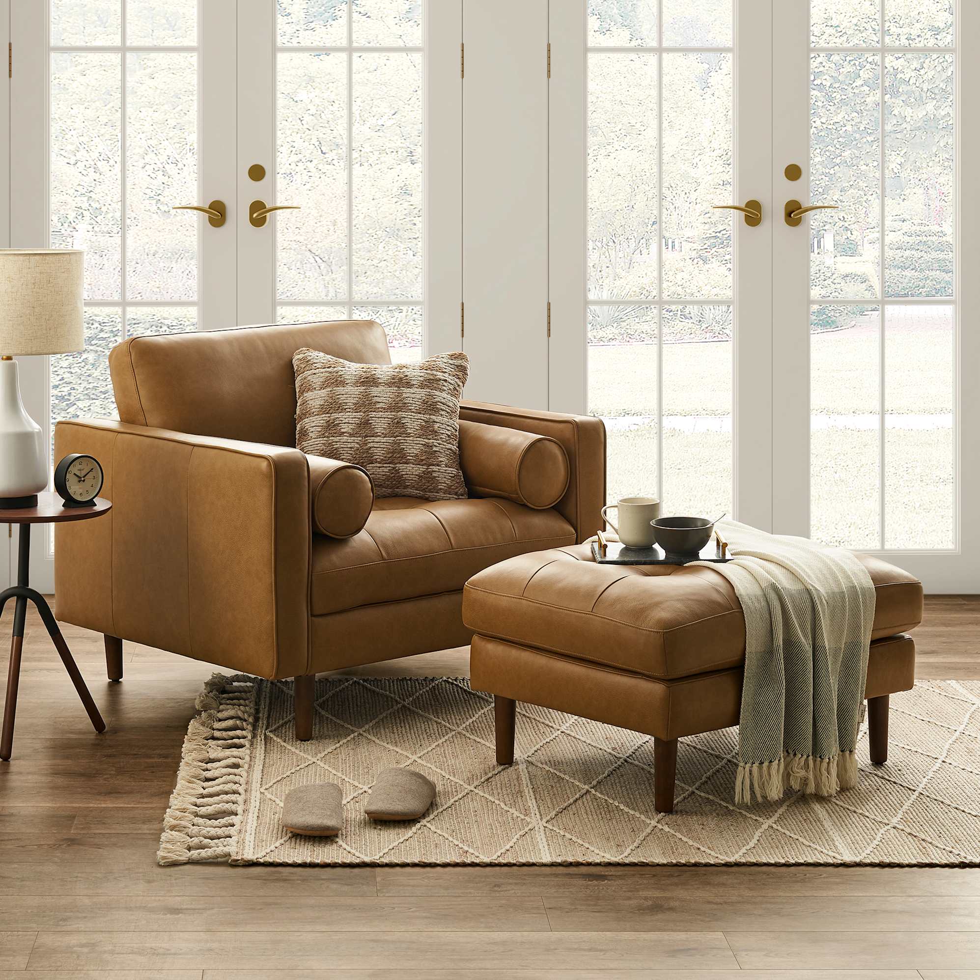 Madison Leather Armchair with Ottoman 0
