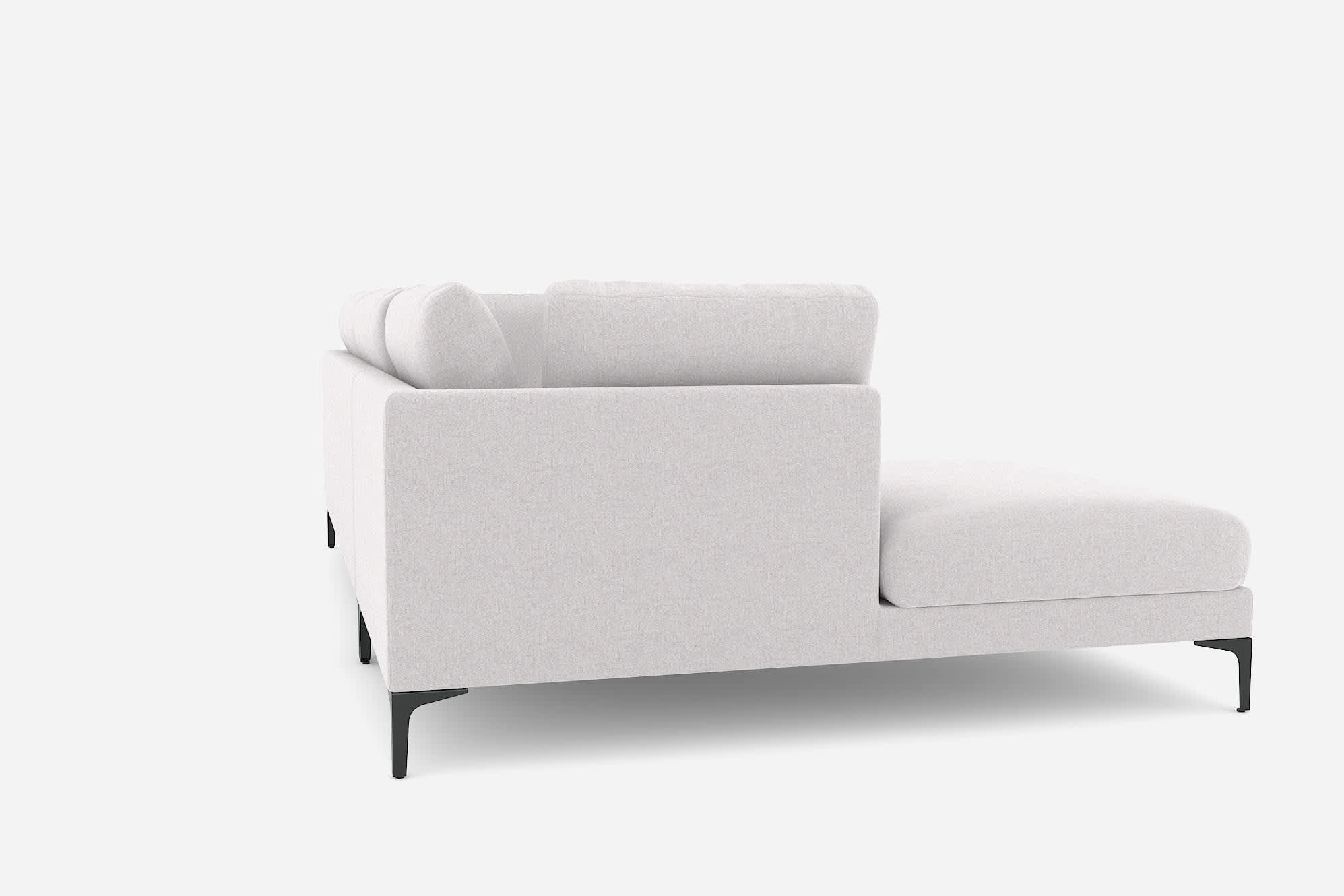 Adams Chaise Sectional Sofa Left Facing, Dove Grey (Black Leg) 360° view 18