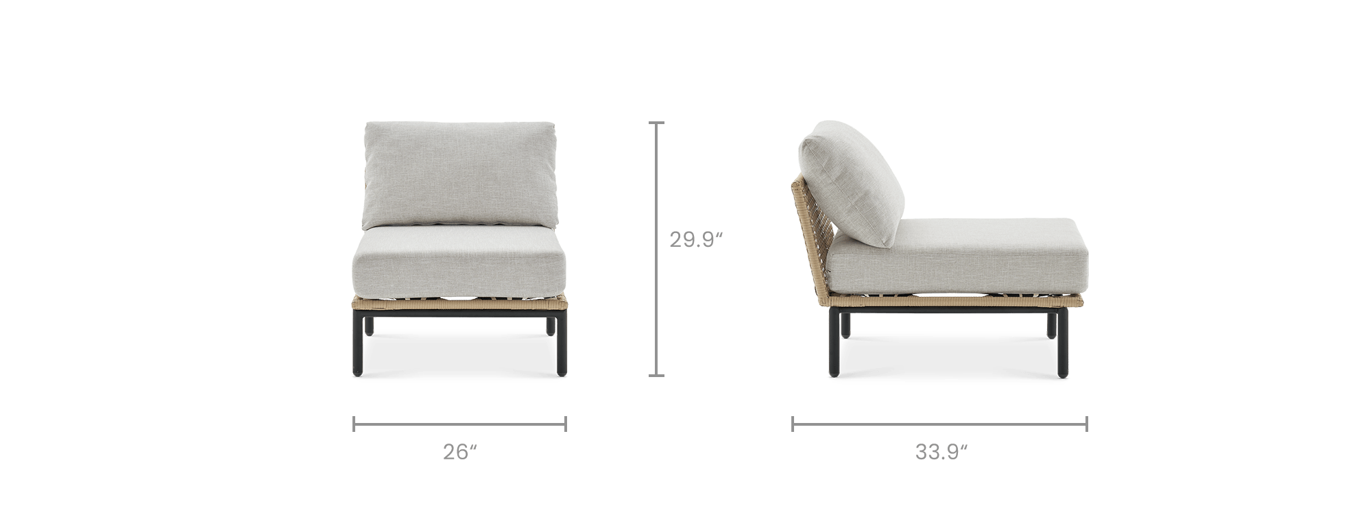 dimension of Sierra Outdoor Armless Sofa