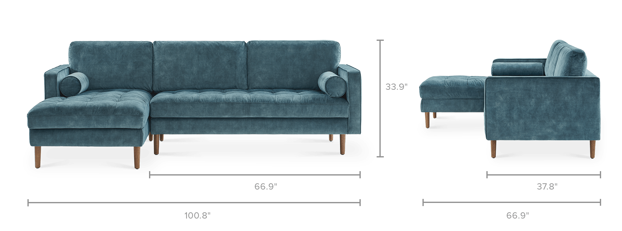 dimension of Madison Chaise Sectional Couch