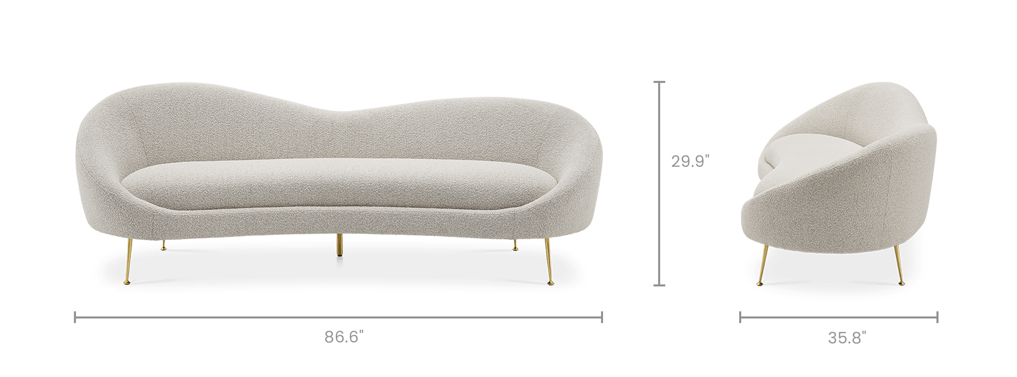 dimension of Odette Performance Bouclé Sofa