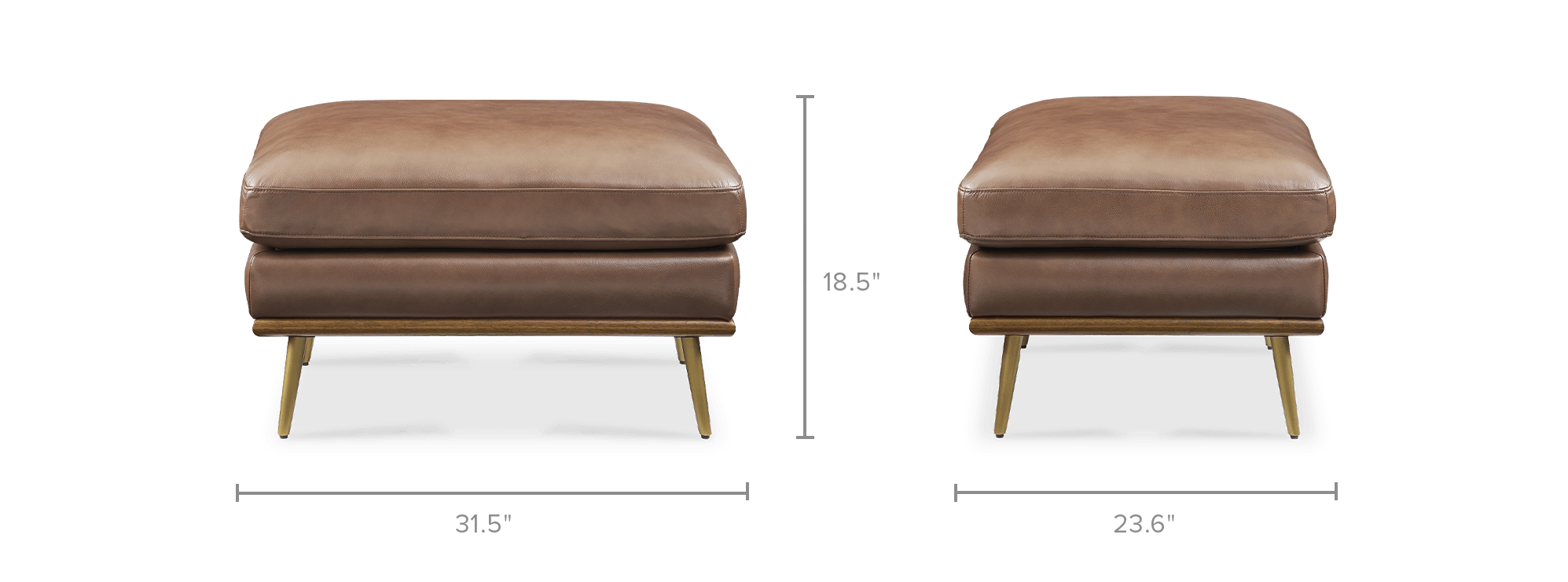 dimension of Isaac Leather Ottoman