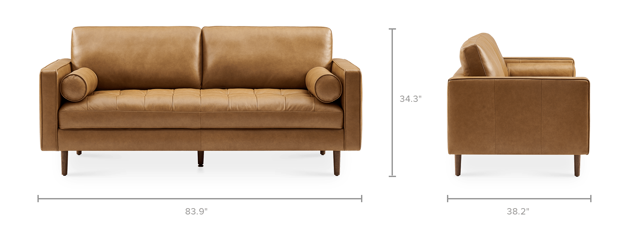 dimension of Madison Leather Sofa