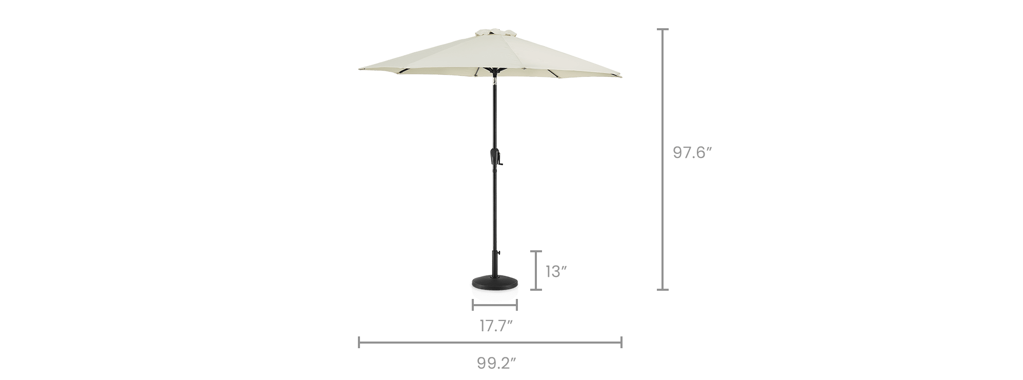 dimension of Shade Round Outdoor Umbrella with Base