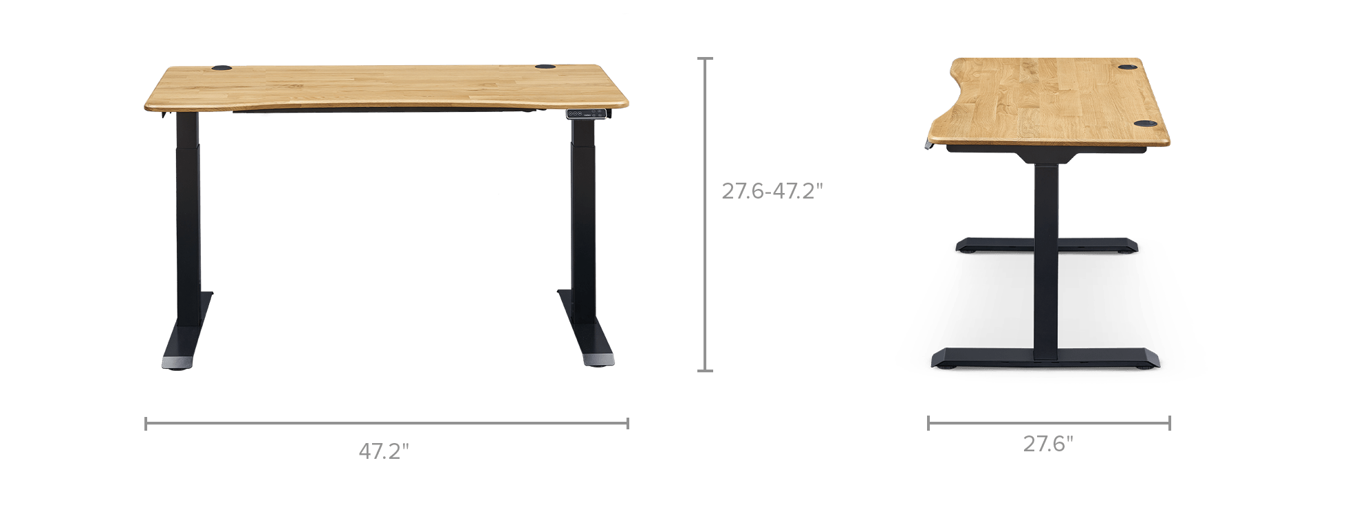 dimension of Emmerson Adjustable Standing Desk, Oak