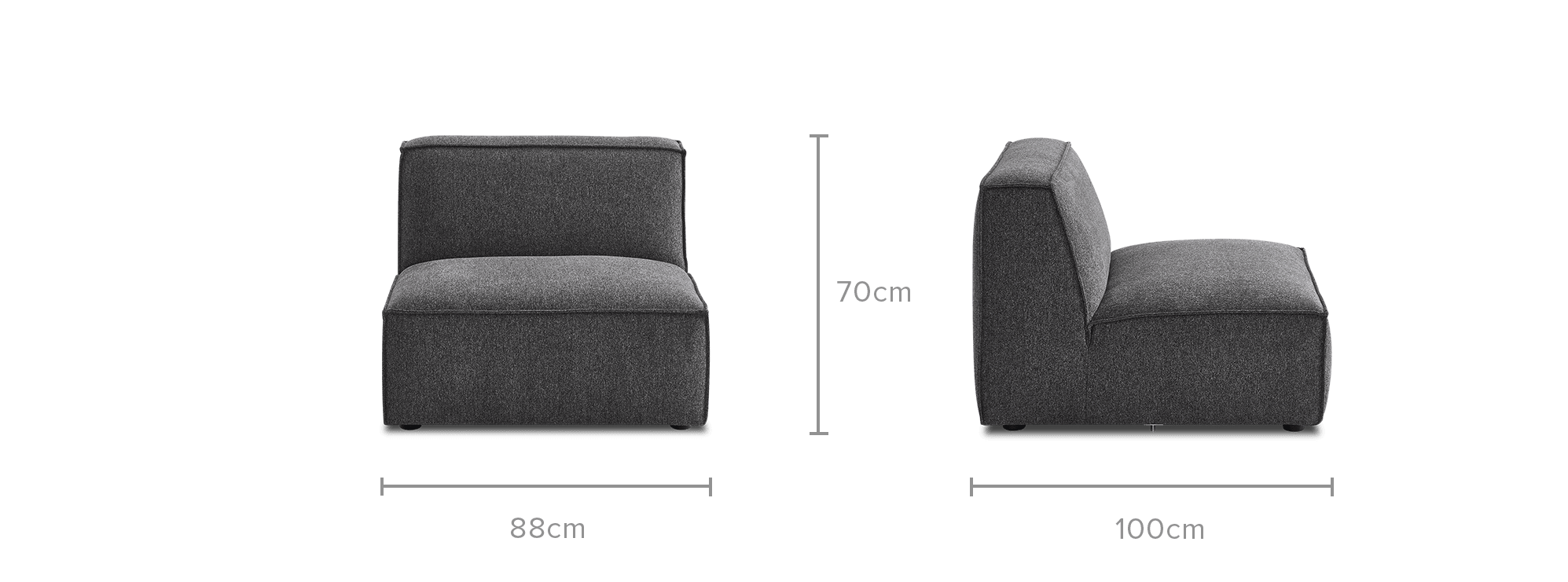 dimension of Jonathan Armless Sofa