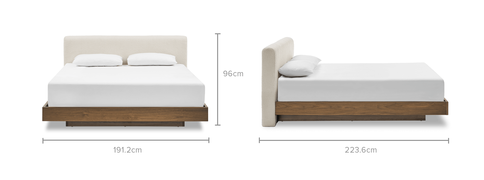 dimension of Joseph Bed, Bouclé